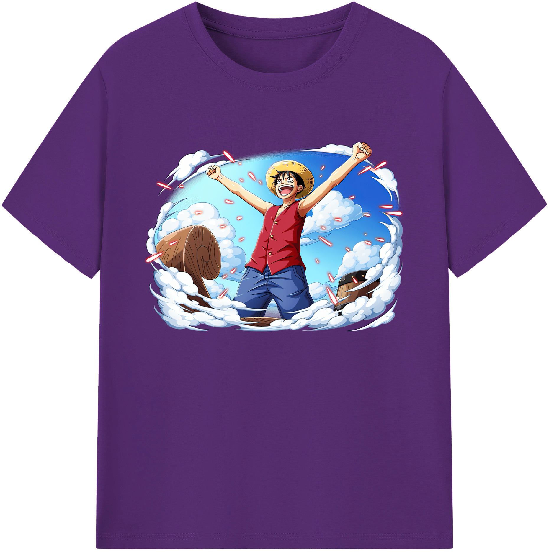 ワンピース モンキー・D・ルフィ ONE PIECE Monkey D. Luffy 綿100％ メンズ半袖Tシャツ｜肌触りやわらか＆通気性