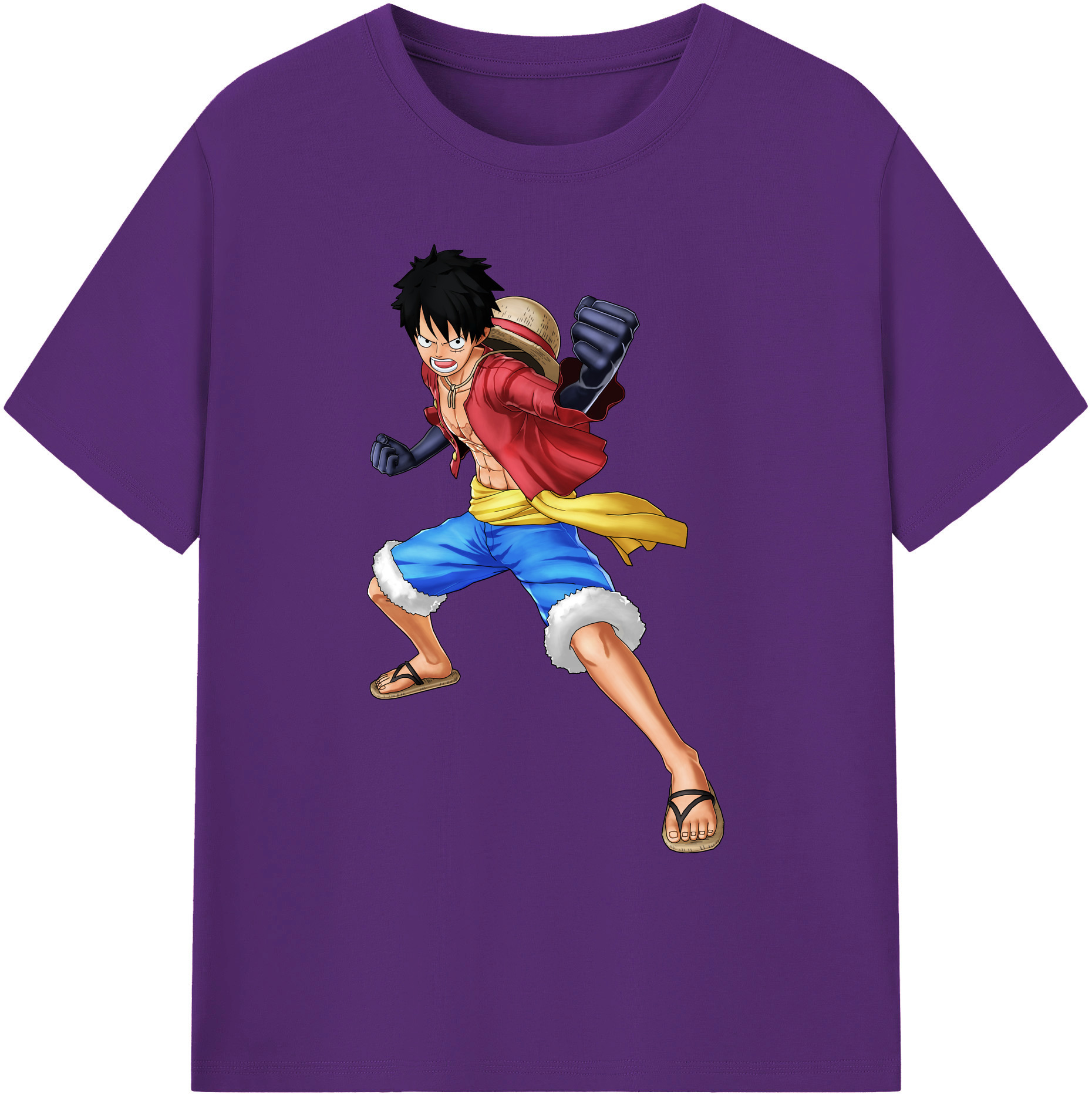 ワンピース モンキー・D・ルフィ ONE PIECE Monkey D. Luffy 綿100％ メンズ半袖Tシャツ｜肌触りやわらか＆通気性