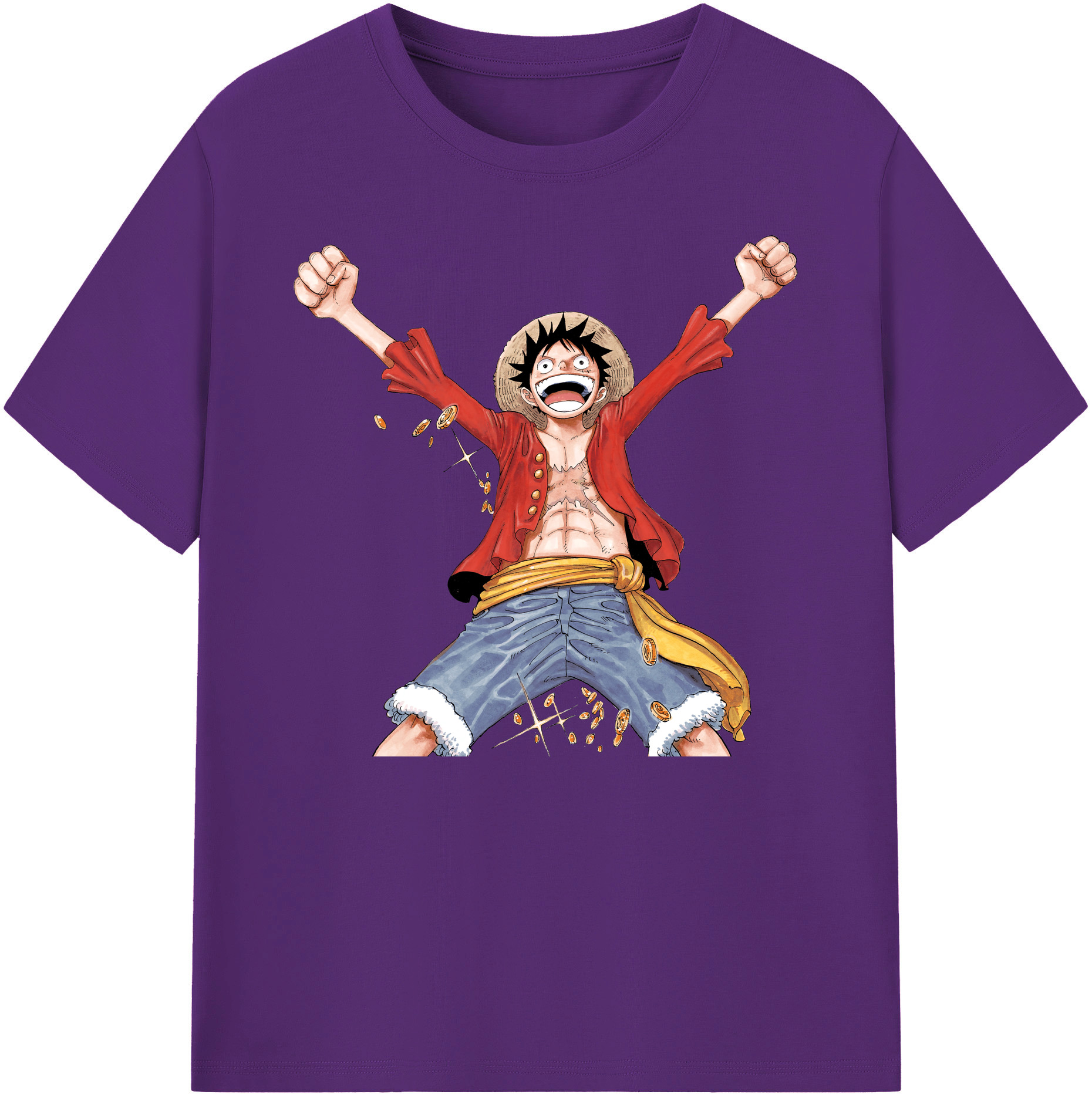ワンピース モンキー・D・ルフィ ONE PIECE Monkey D. Luffy 綿100％ メンズ半袖Tシャツ｜肌触りやわらか＆通気性