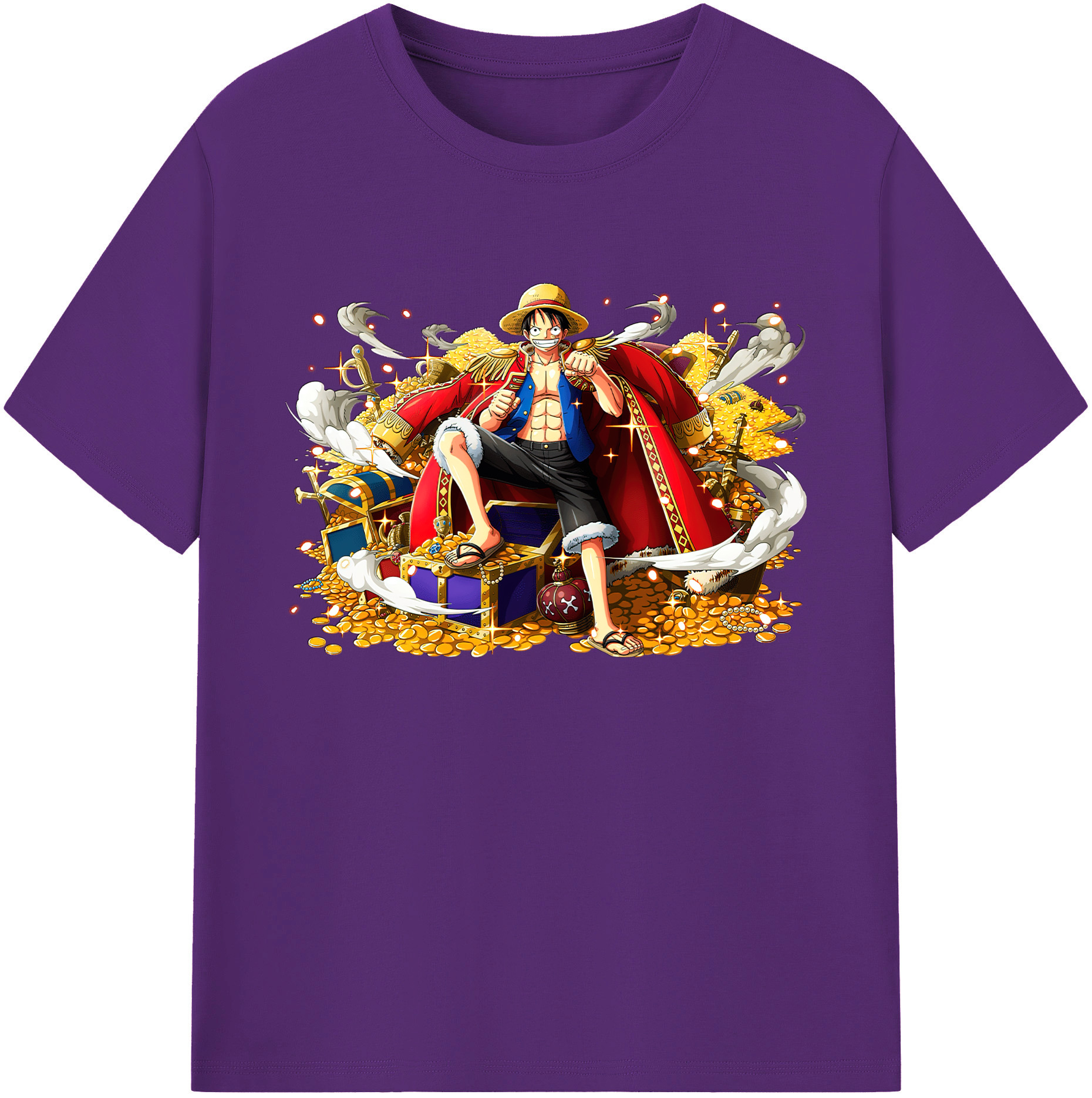 ワンピース モンキー・D・ルフィ ONE PIECE Monkey D. Luffy 綿100％ メンズ半袖Tシャツ｜肌触りやわらか＆通気性