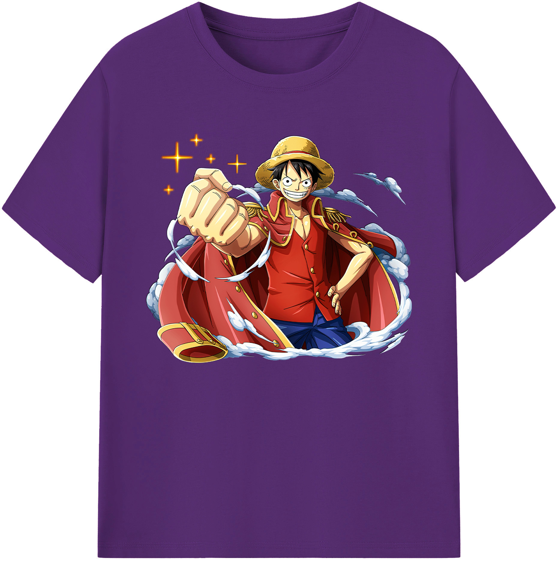 ワンピース モンキー・D・ルフィ ONE PIECE Monkey D. Luffy 綿100％ メンズ半袖Tシャツ｜肌触りやわらか＆通気性