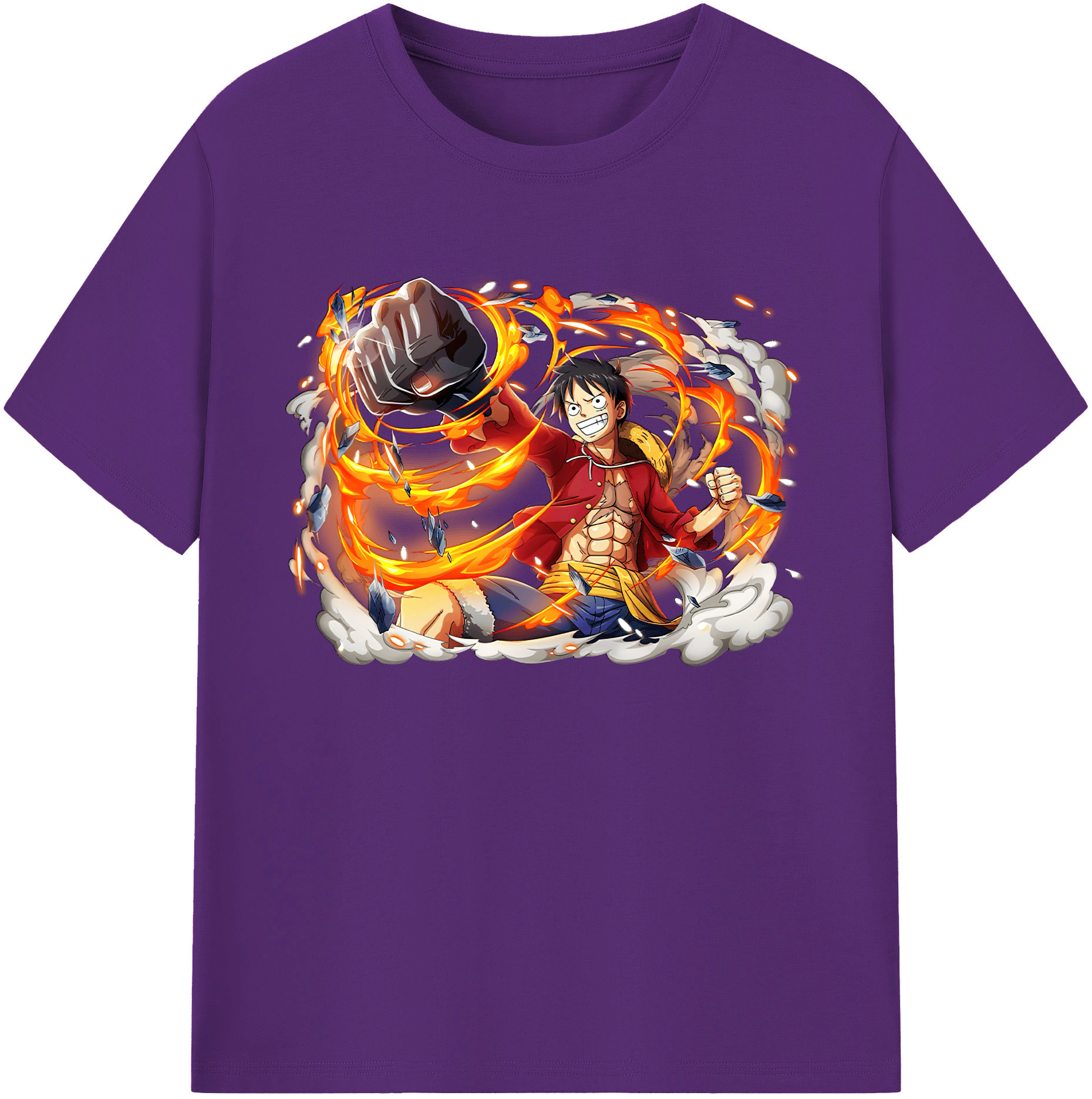 ワンピース モンキー・D・ルフィ ONE PIECE Monkey D. Luffy 綿100％ メンズ半袖Tシャツ｜肌触りやわらか＆通気性