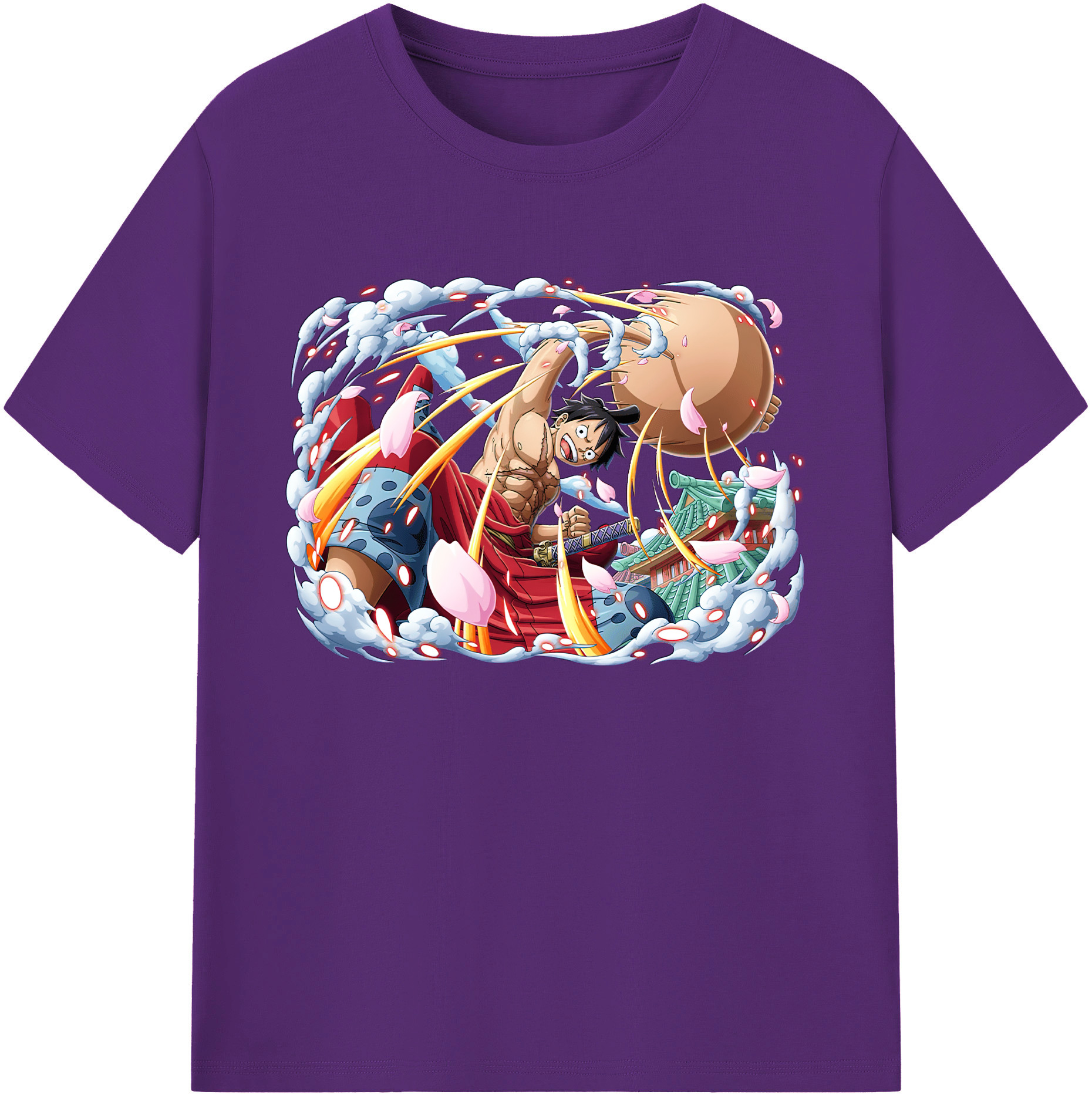 ワンピース モンキー・D・ルフィ ONE PIECE Monkey D. Luffy 綿100％ メンズ半袖Tシャツ｜肌触りやわらか＆通気性