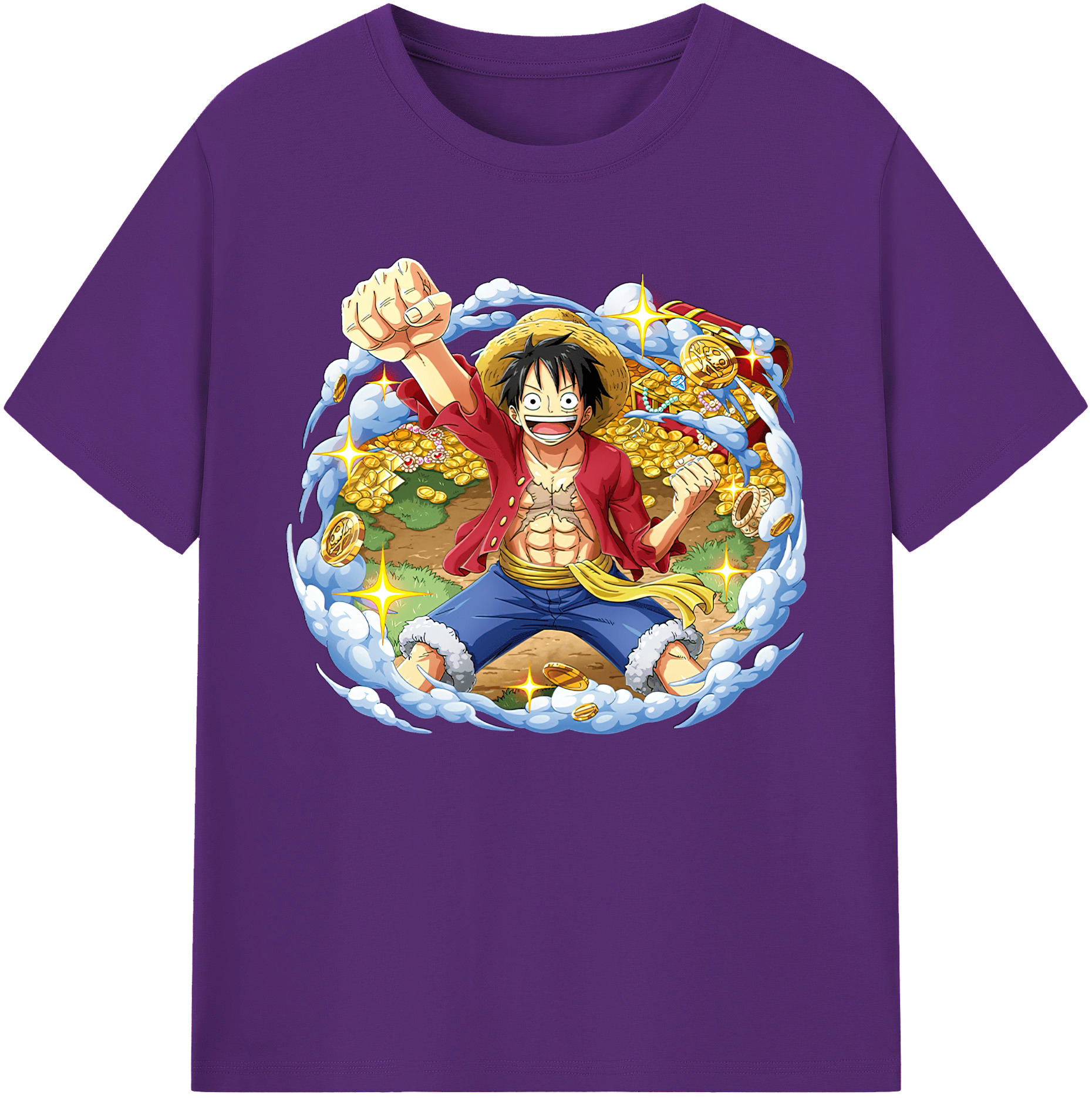 ワンピース モンキー・D・ルフィ ONE PIECE Monkey D. Luffy 綿100％ メンズ半袖Tシャツ｜肌触りやわらか＆通気性