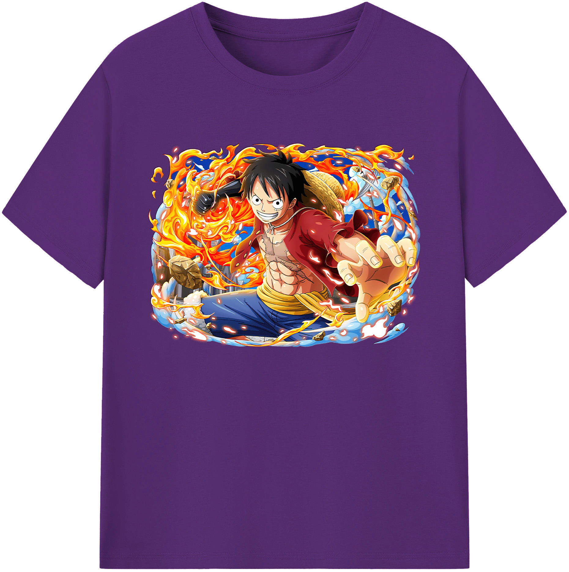 ワンピース モンキー・D・ルフィ ONE PIECE Monkey D. Luffy 綿100％ メンズ半袖Tシャツ｜肌触りやわらか＆通気性