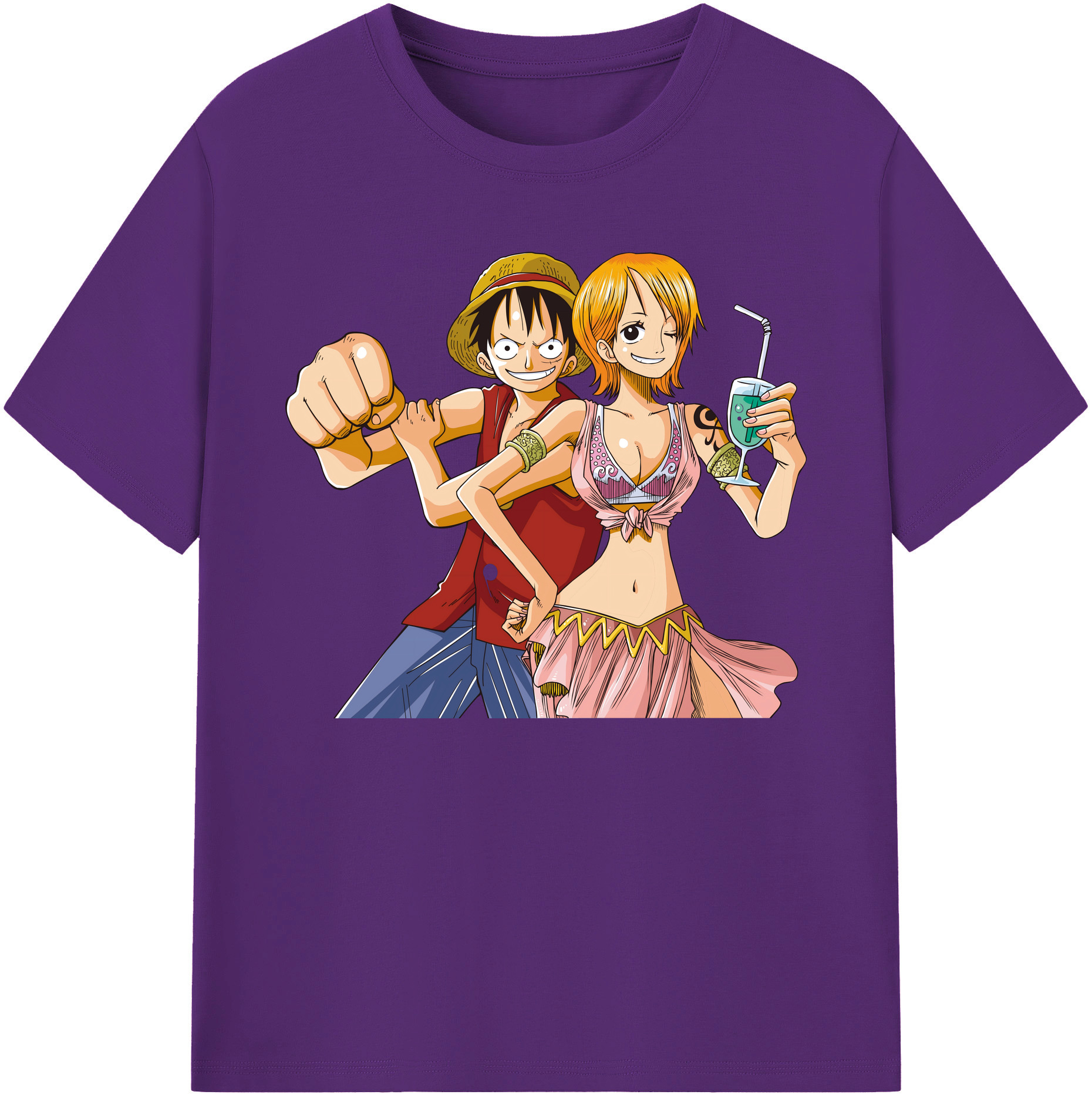 ワンピース モンキー・D・ルフィ ONE PIECE Monkey D. Luffy 綿100％ メンズ半袖Tシャツ｜肌触りやわらか＆通気性
