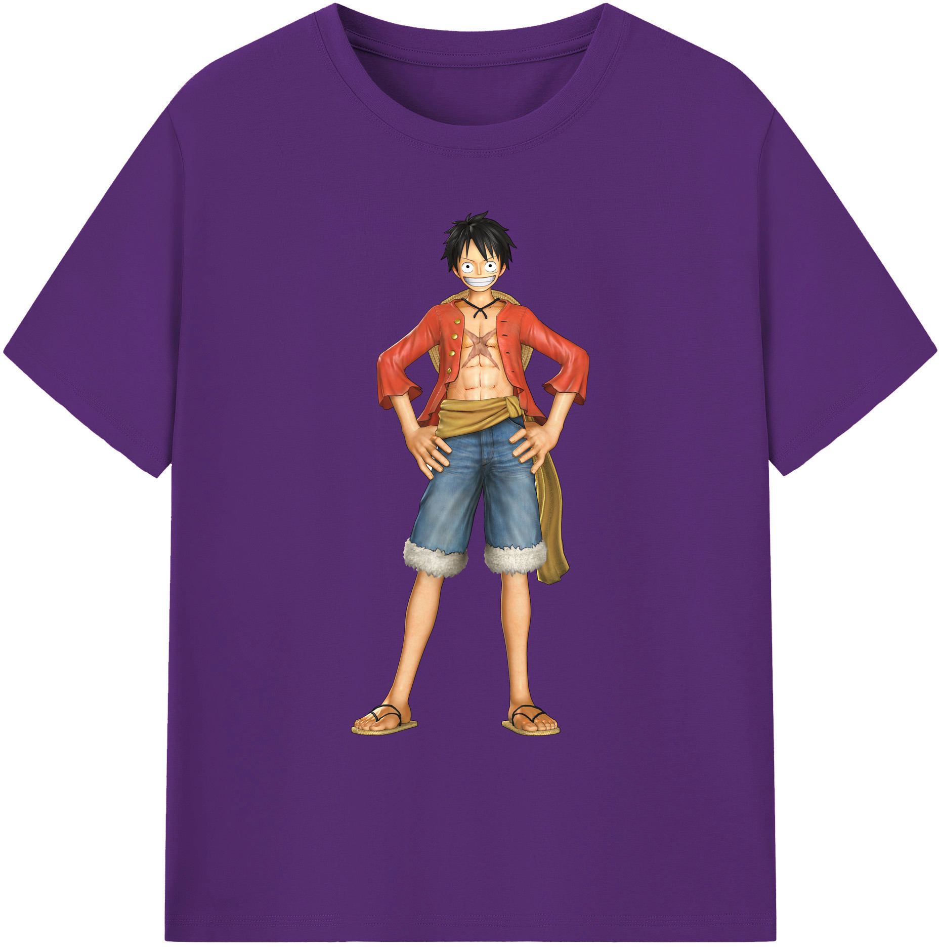 ワンピース モンキー・D・ルフィ ONE PIECE Monkey D. Luffy 綿100％ メンズ半袖Tシャツ｜肌触りやわらか＆通気性