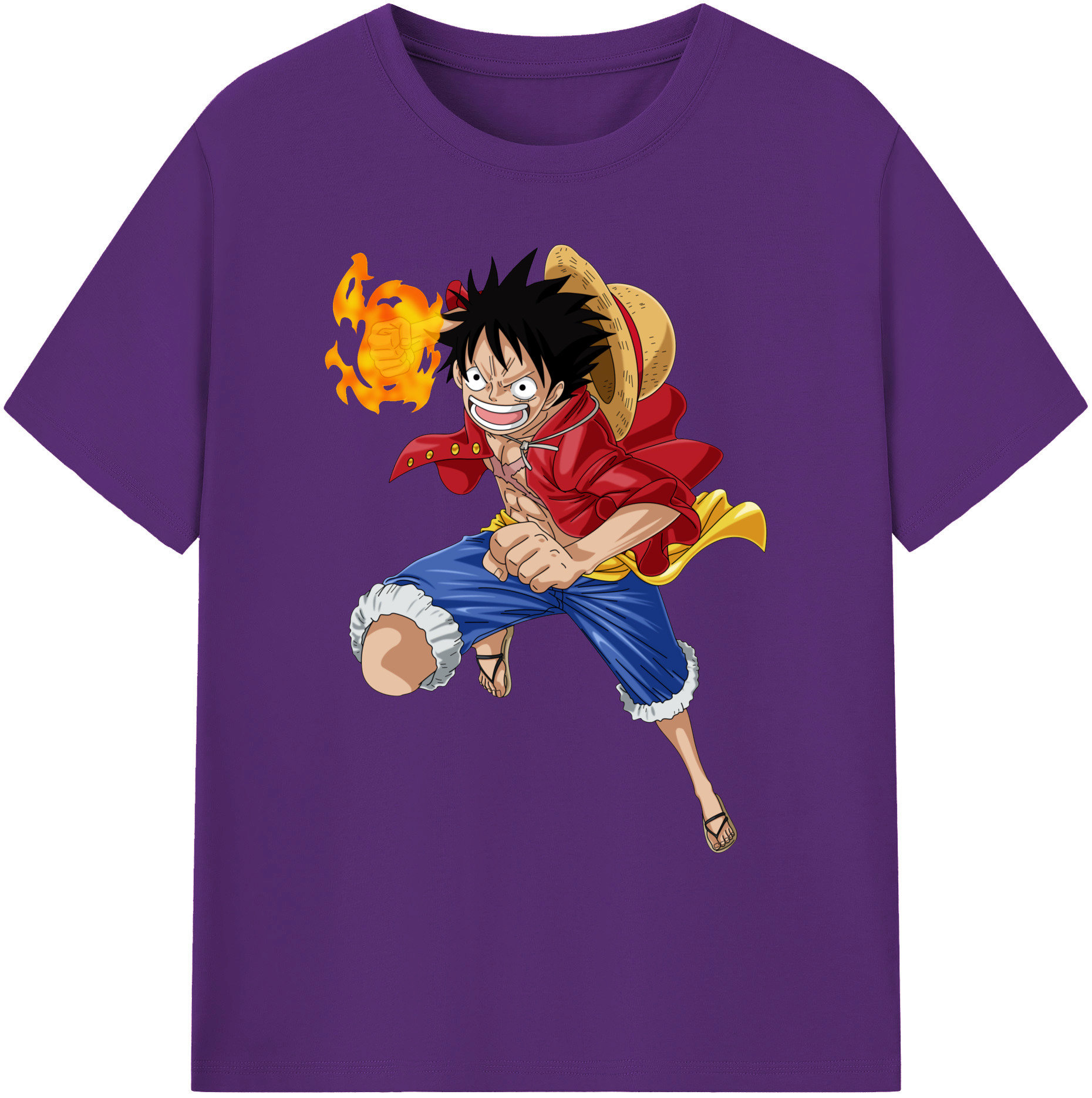 ワンピース モンキー・D・ルフィ ONE PIECE Monkey D. Luffy 綿100％ メンズ半袖Tシャツ｜肌触りやわらか＆通気性