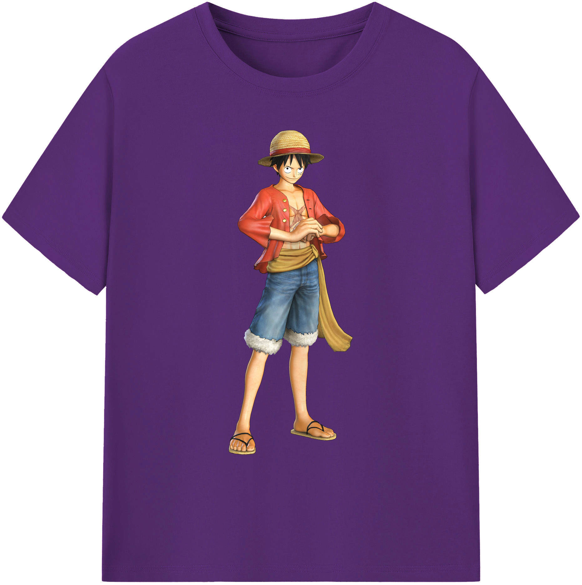 ワンピース モンキー・D・ルフィ ONE PIECE Monkey D. Luffy 綿100％ メンズ半袖Tシャツ｜肌触りやわらか＆通気性