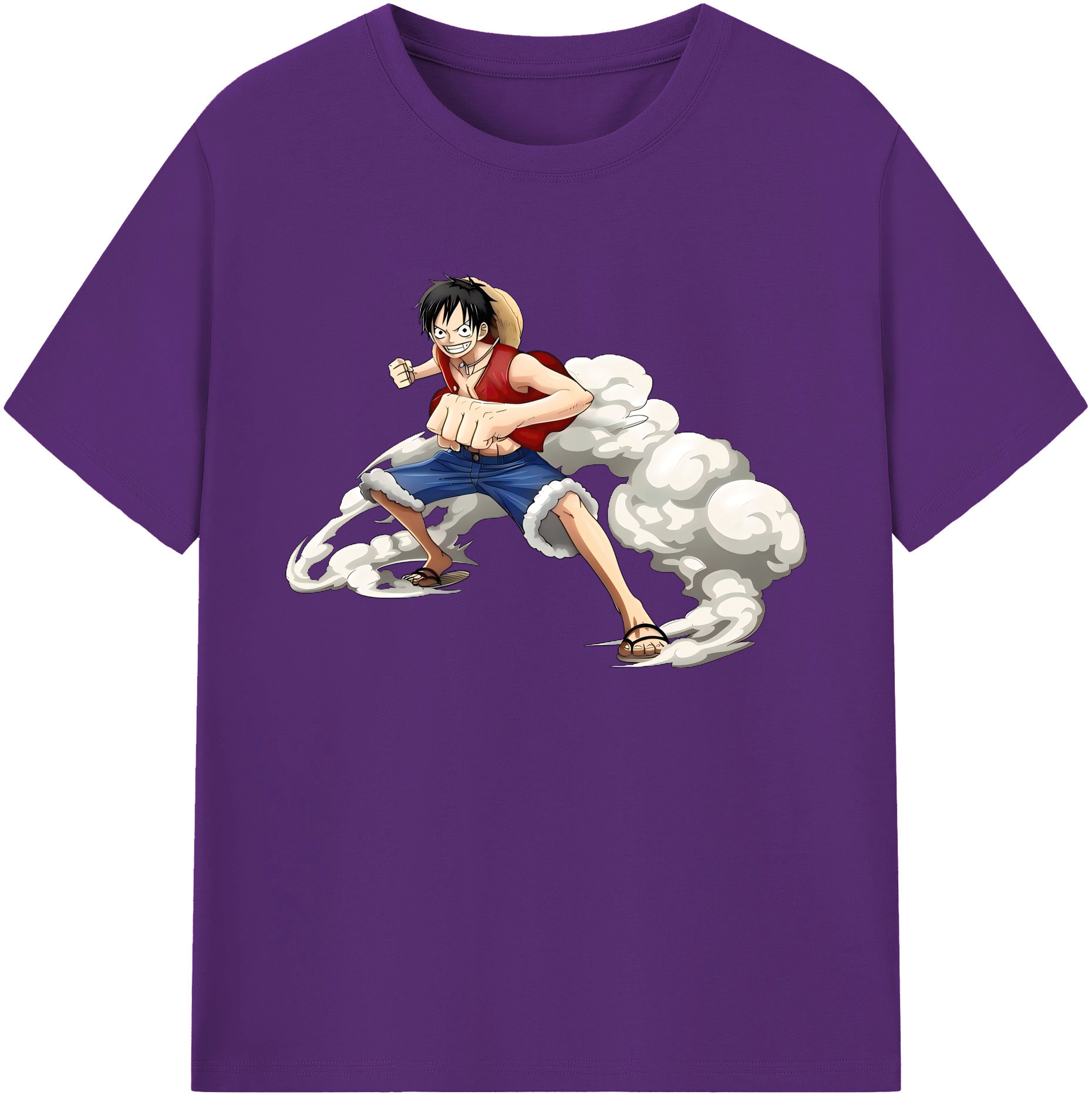ワンピース モンキー・D・ルフィ ONE PIECE Monkey D. Luffy 綿100％ メンズ半袖Tシャツ｜肌触りやわらか＆通気性