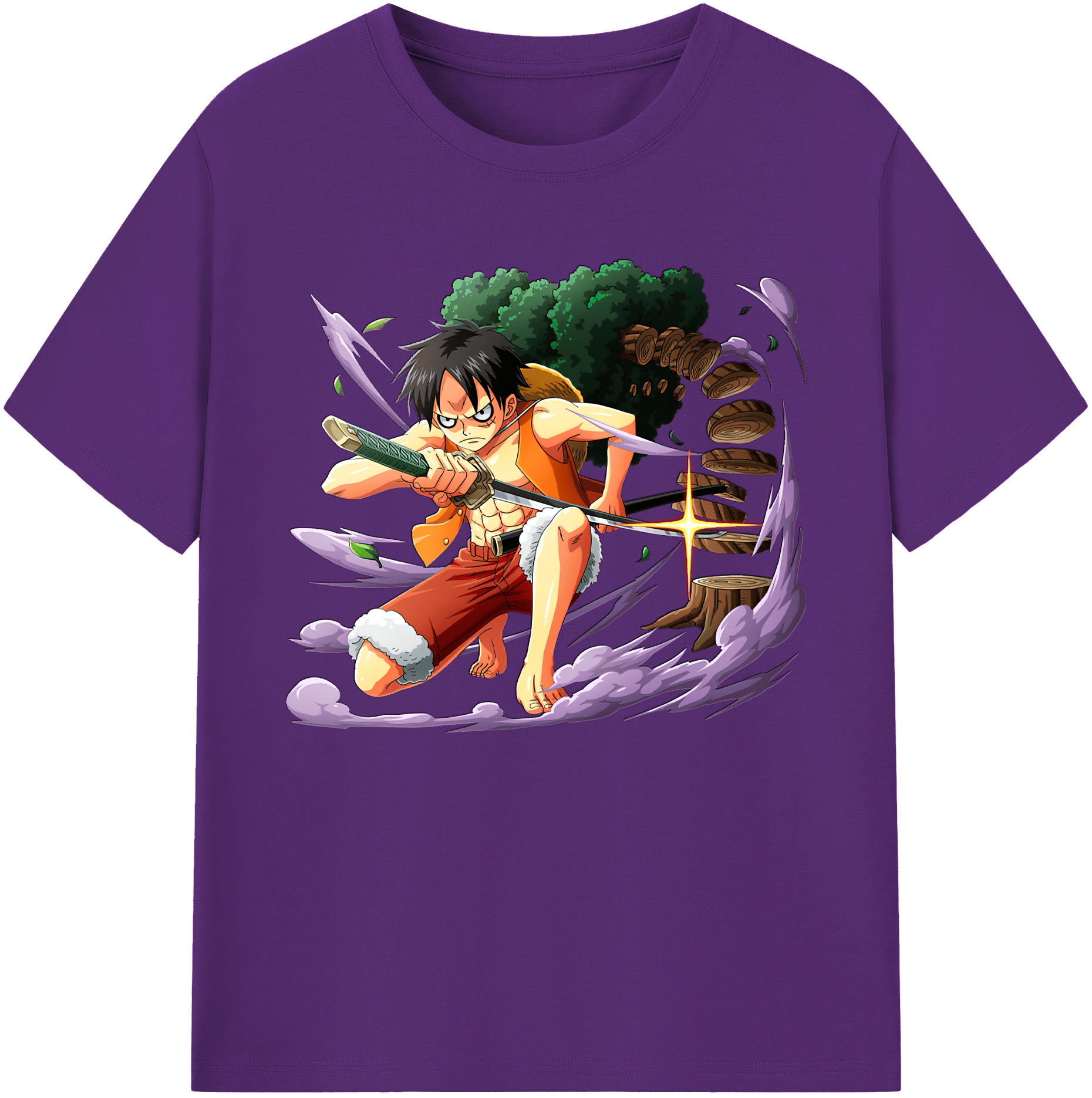ワンピース モンキー・D・ルフィ ONE PIECE Monkey D. Luffy 綿100％ メンズ半袖Tシャツ｜肌触りやわらか＆通気性