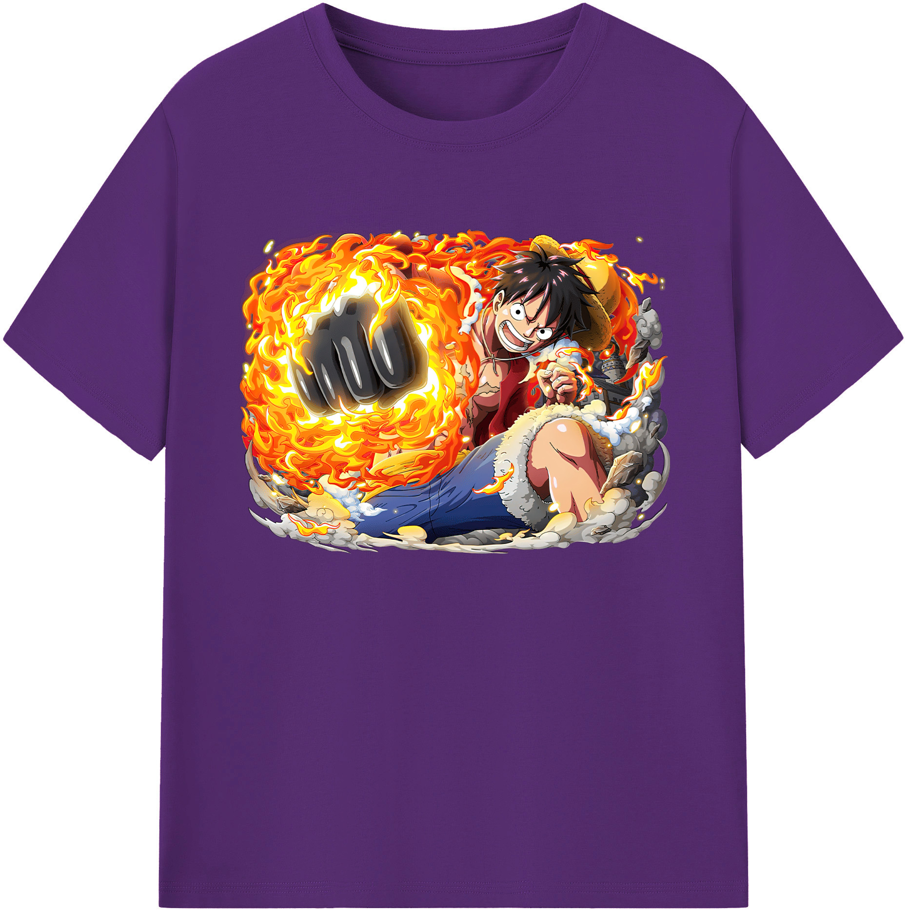 ワンピース モンキー・D・ルフィ ONE PIECE Monkey D. Luffy 綿100％ メンズ半袖Tシャツ｜肌触りやわらか＆通気性