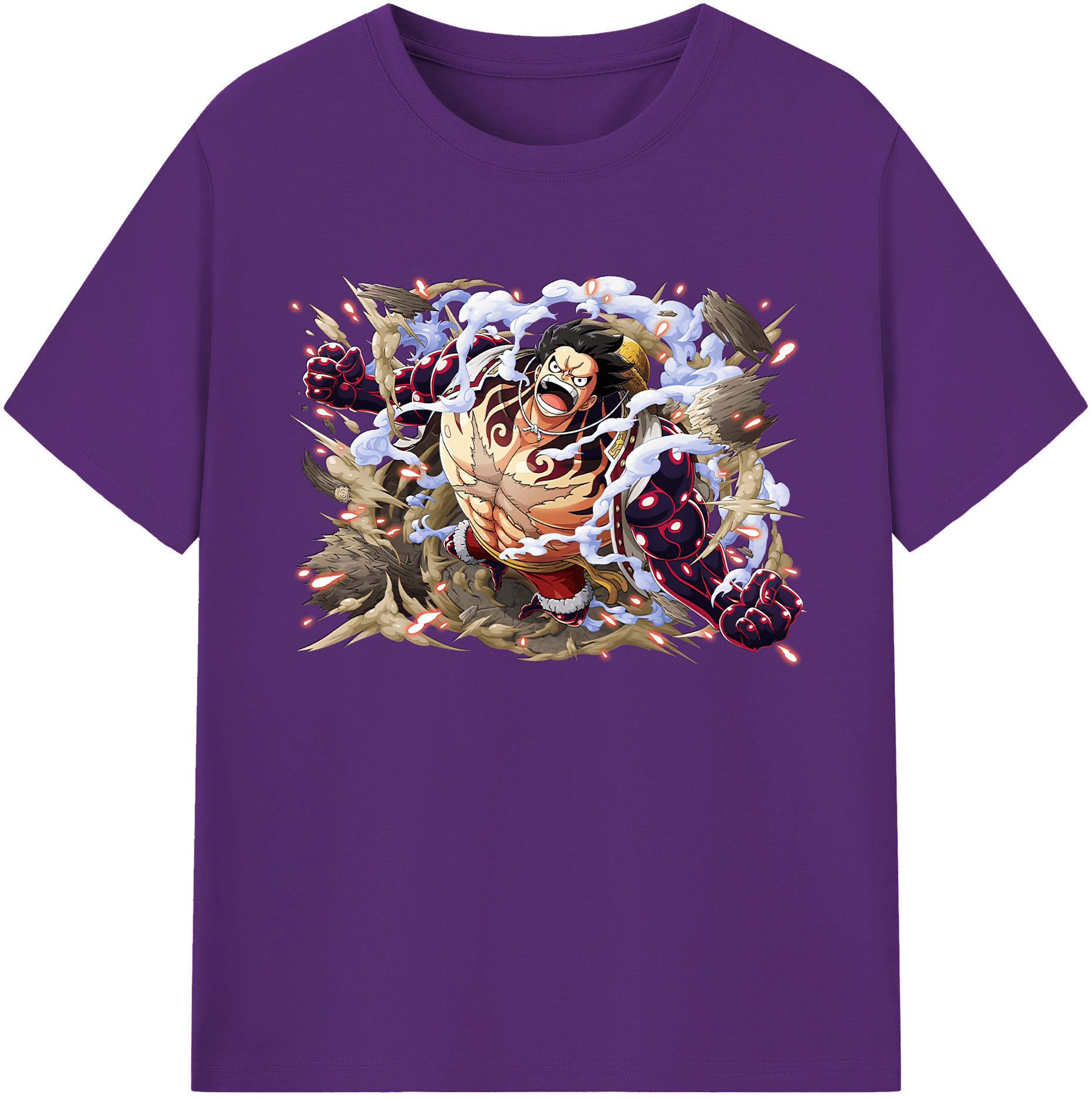 ワンピース モンキー・D・ルフィ ONE PIECE Monkey D. Luffy 綿100％ メンズ半袖Tシャツ｜肌触りやわらか＆通気性