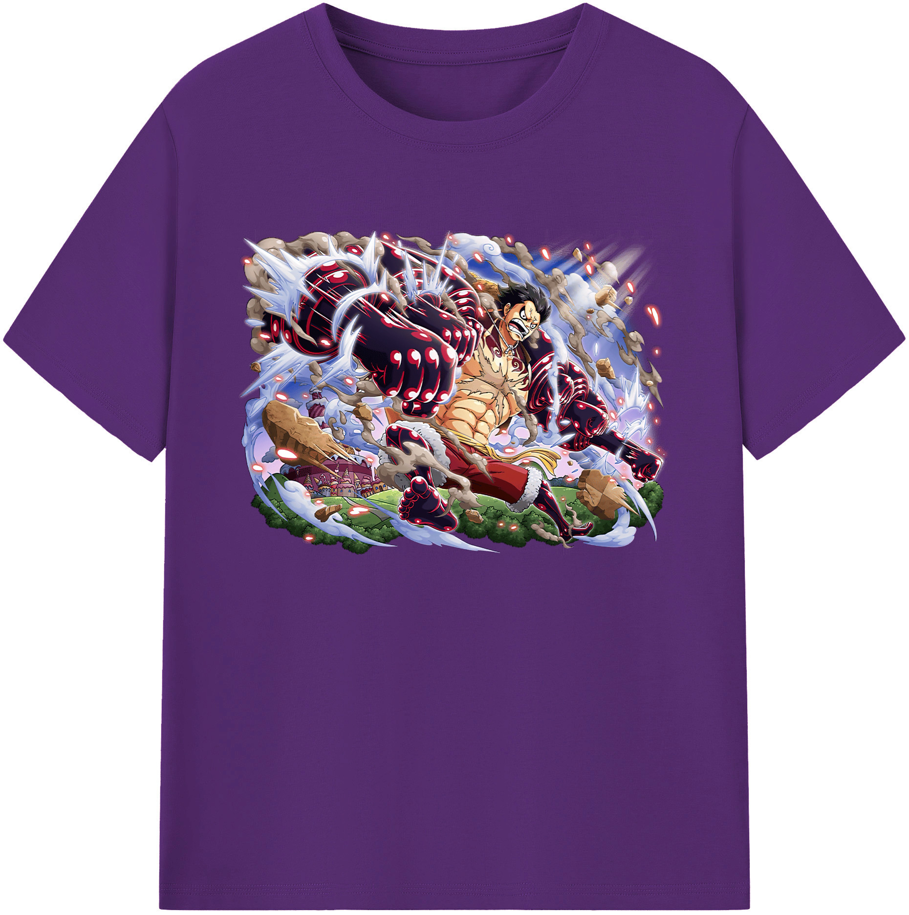 ワンピース モンキー・D・ルフィ ONE PIECE Monkey D. Luffy 綿100％ メンズ半袖Tシャツ｜肌触りやわらか＆通気性