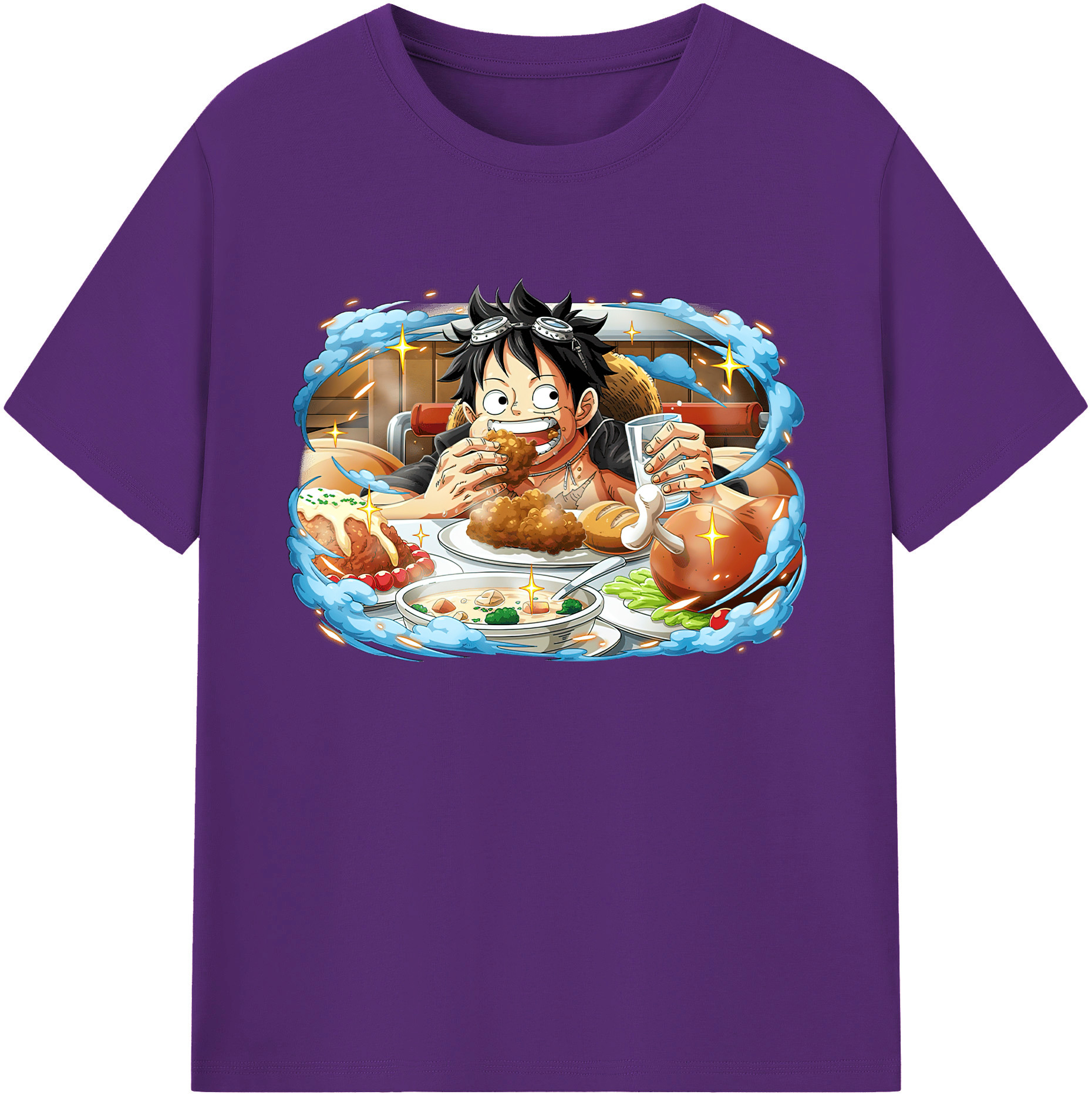ワンピース モンキー・D・ルフィ ONE PIECE Monkey D. Luffy 綿100％ メンズ半袖Tシャツ｜肌触りやわらか＆通気性