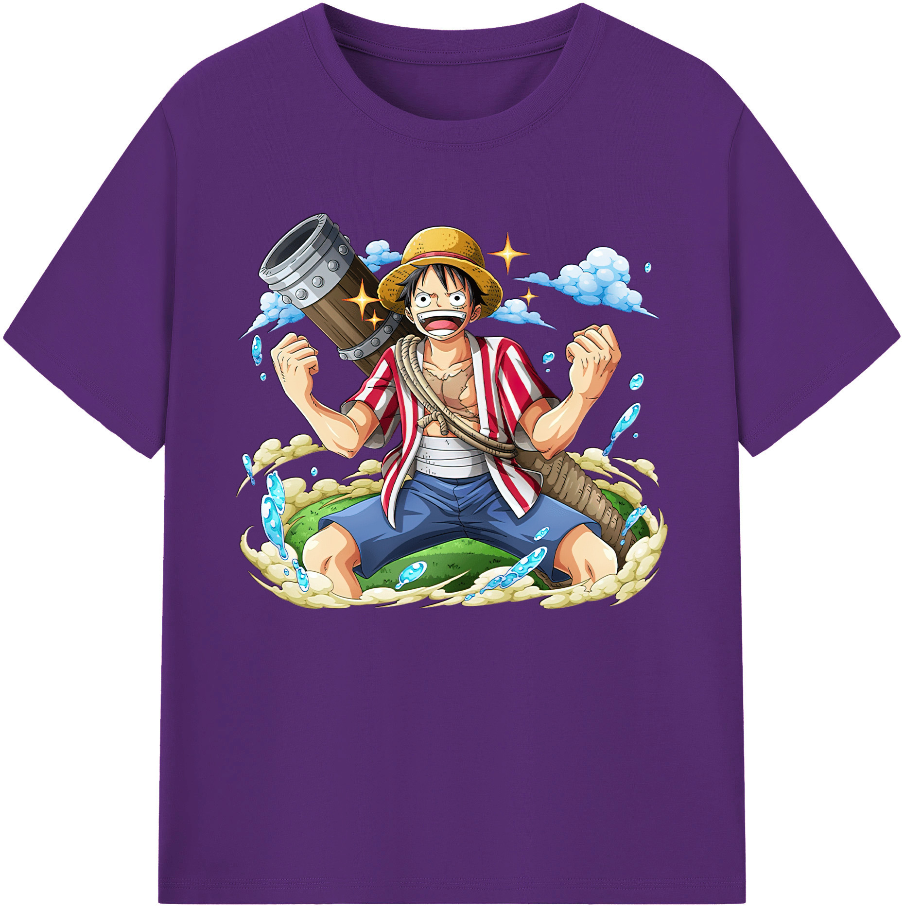 ワンピース モンキー・D・ルフィ ONE PIECE Monkey D. Luffy 綿100％ メンズ半袖Tシャツ｜肌触りやわらか＆通気性