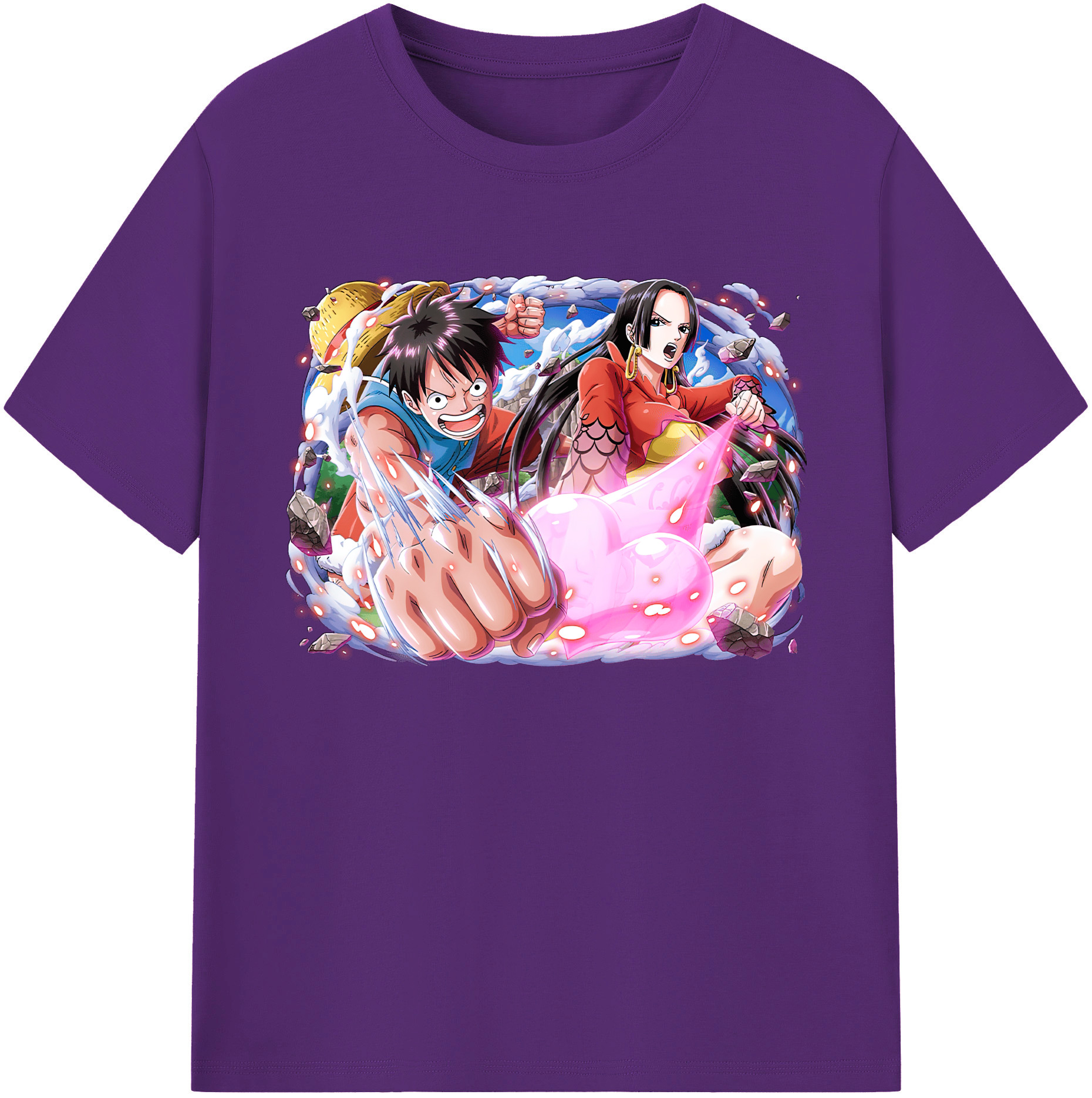 ワンピース モンキー・D・ルフィ ONE PIECE Monkey D. Luffy 綿100％ メンズ半袖Tシャツ｜肌触りやわらか＆通気性