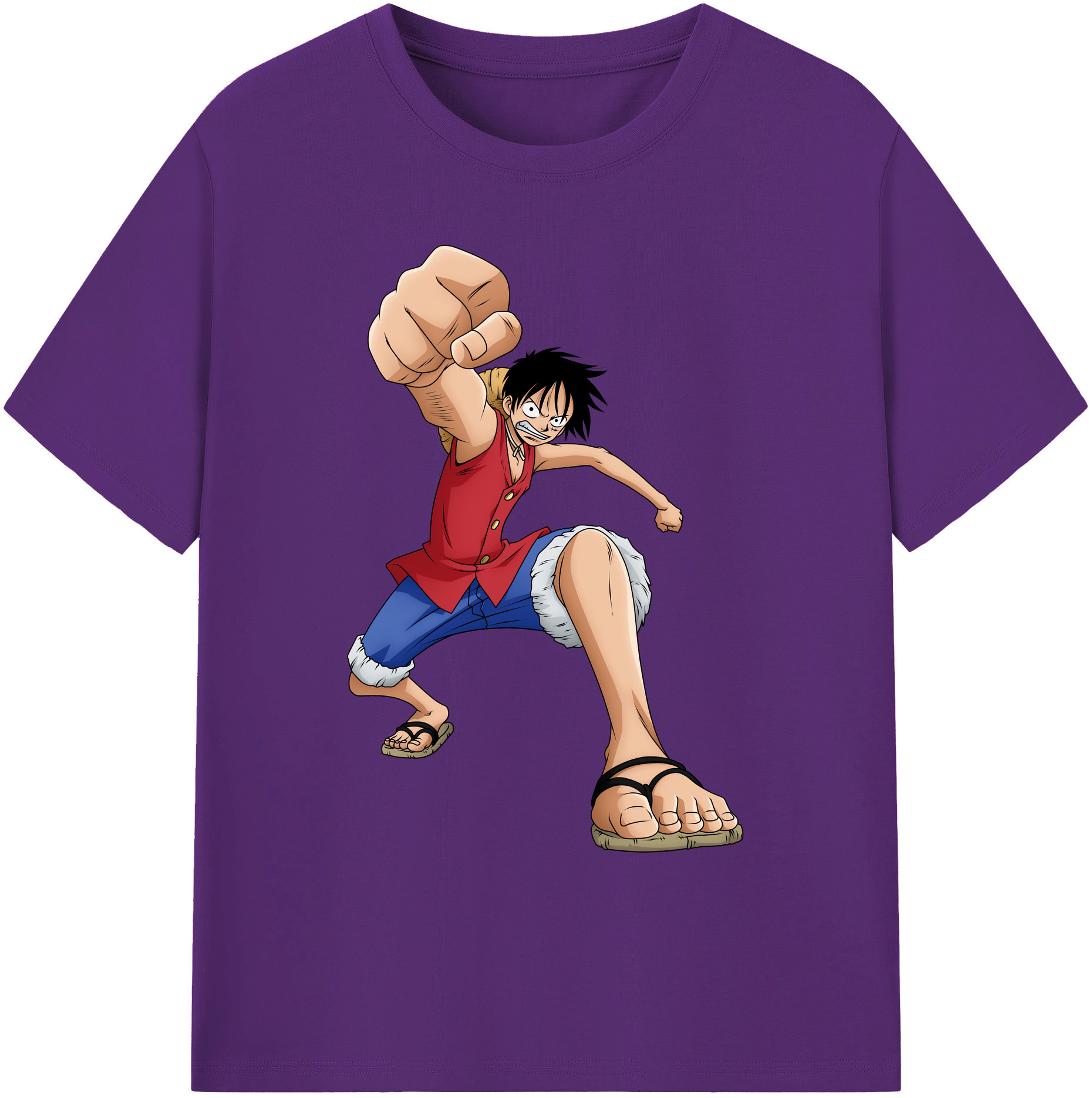 ワンピース モンキー・D・ルフィ ONE PIECE Monkey D. Luffy 綿100％ メンズ半袖Tシャツ｜肌触りやわらか＆通気性