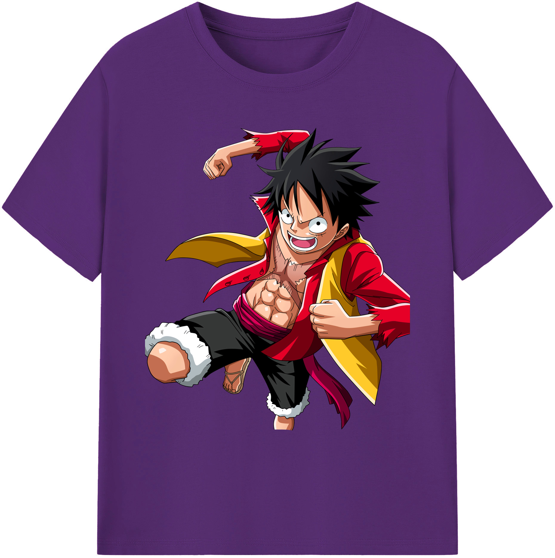 ワンピース モンキー・D・ルフィ ONE PIECE Monkey D. Luffy 綿100％ メンズ半袖Tシャツ｜肌触りやわらか＆通気性