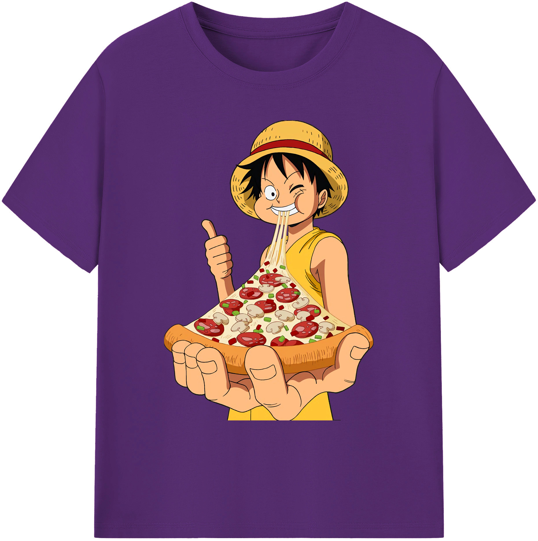 ワンピース モンキー・D・ルフィ ONE PIECE Monkey D. Luffy 綿100％ メンズ半袖Tシャツ｜肌触りやわらか＆通気性