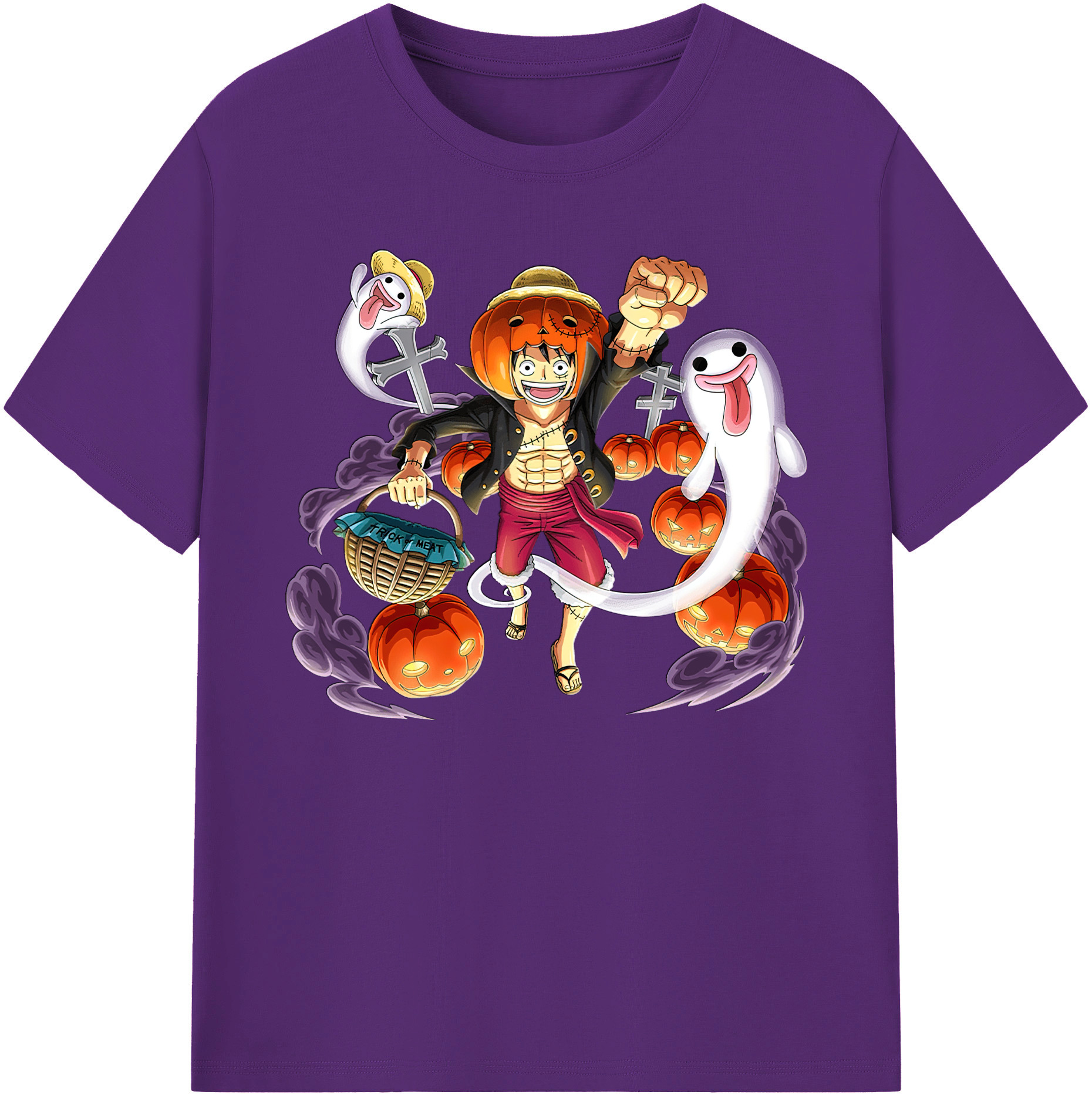 ワンピース モンキー・D・ルフィ ONE PIECE Monkey D. Luffy 綿100％ メンズ半袖Tシャツ｜肌触りやわらか＆通気性