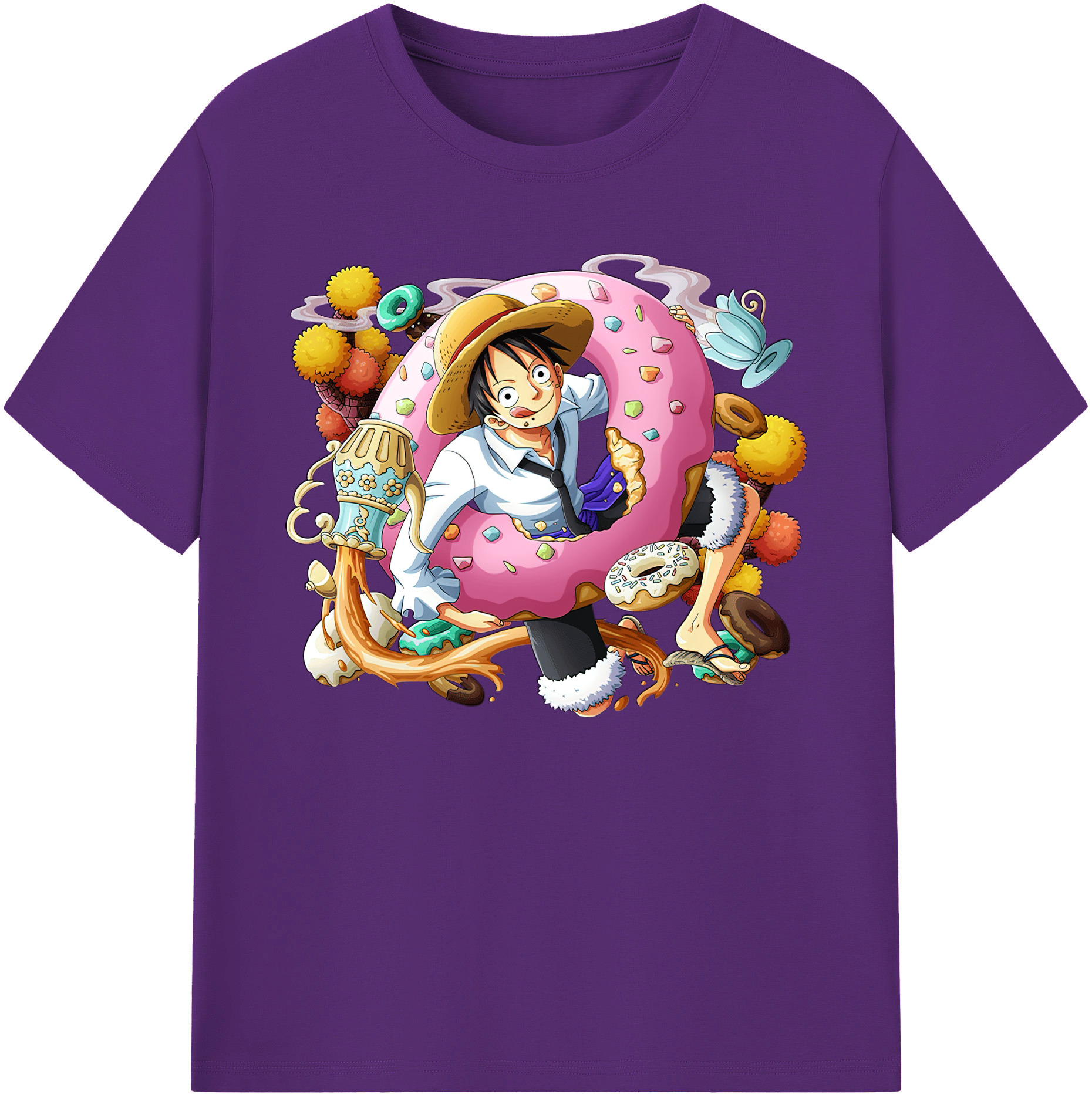 ワンピース モンキー・D・ルフィ ONE PIECE Monkey D. Luffy 綿100％ メンズ半袖Tシャツ｜肌触りやわらか＆通気性