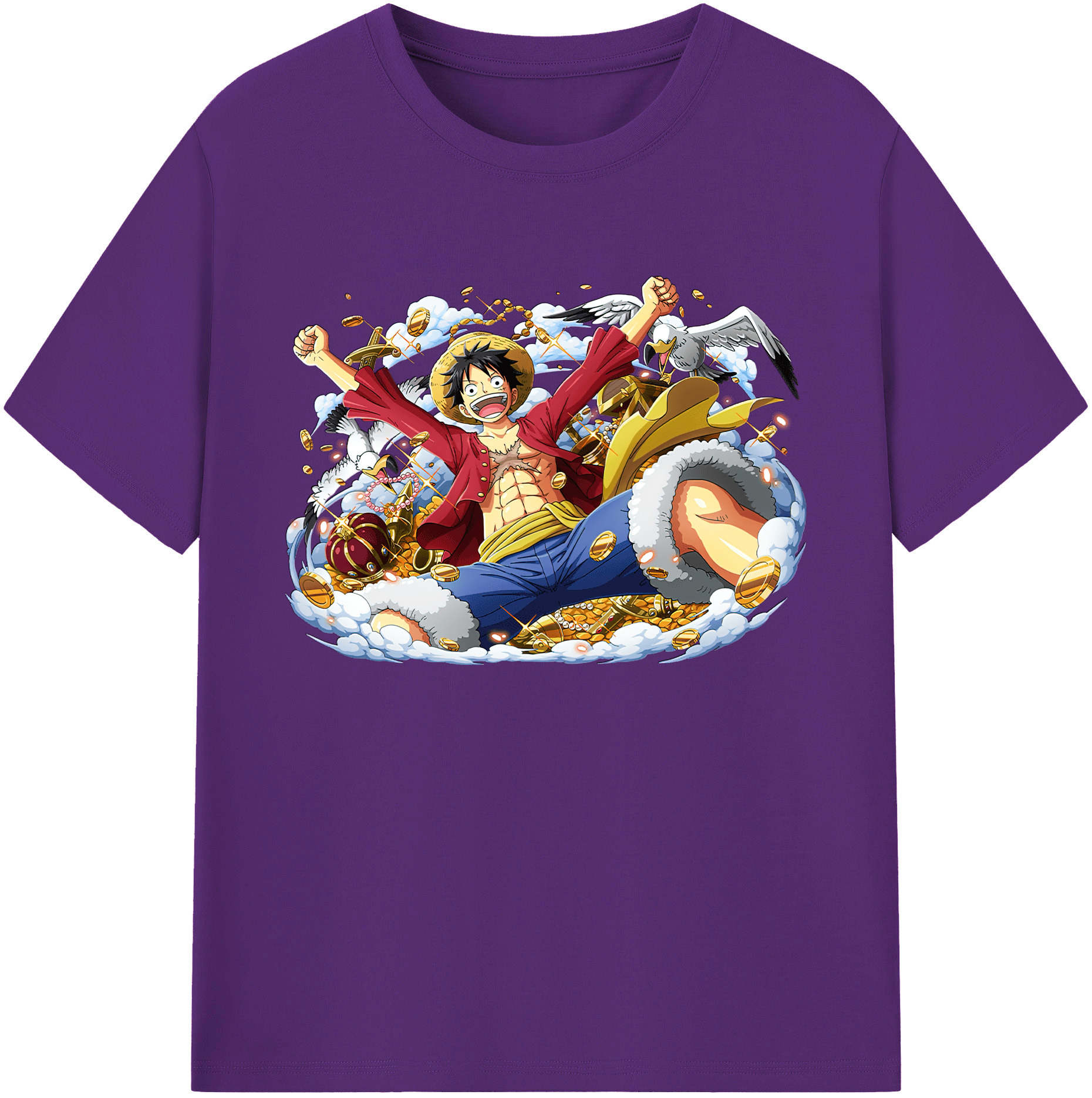 ワンピース モンキー・D・ルフィ ONE PIECE Monkey D. Luffy 綿100％ メンズ半袖Tシャツ｜肌触りやわらか＆通気性