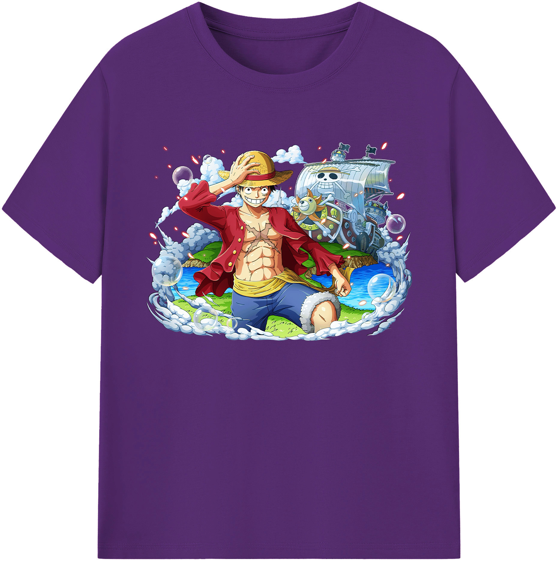ワンピース モンキー・D・ルフィ ONE PIECE Monkey D. Luffy 綿100％ メンズ半袖Tシャツ｜肌触りやわらか＆通気性