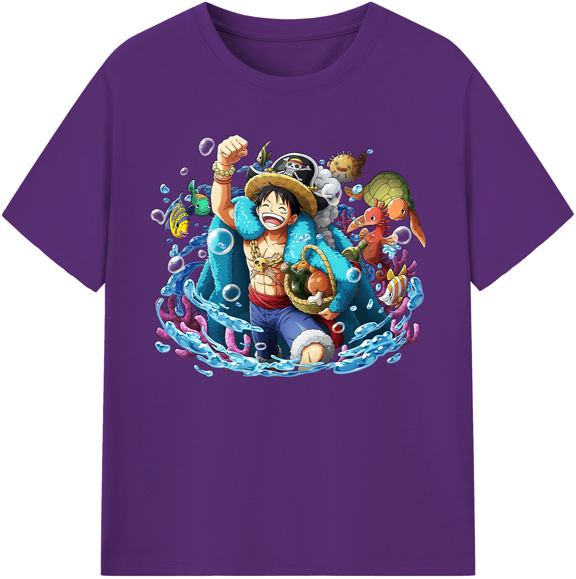ワンピース モンキー・D・ルフィ ONE PIECE Monkey D. Luffy 綿100％ メンズ半袖Tシャツ｜肌触りやわらか＆通気性