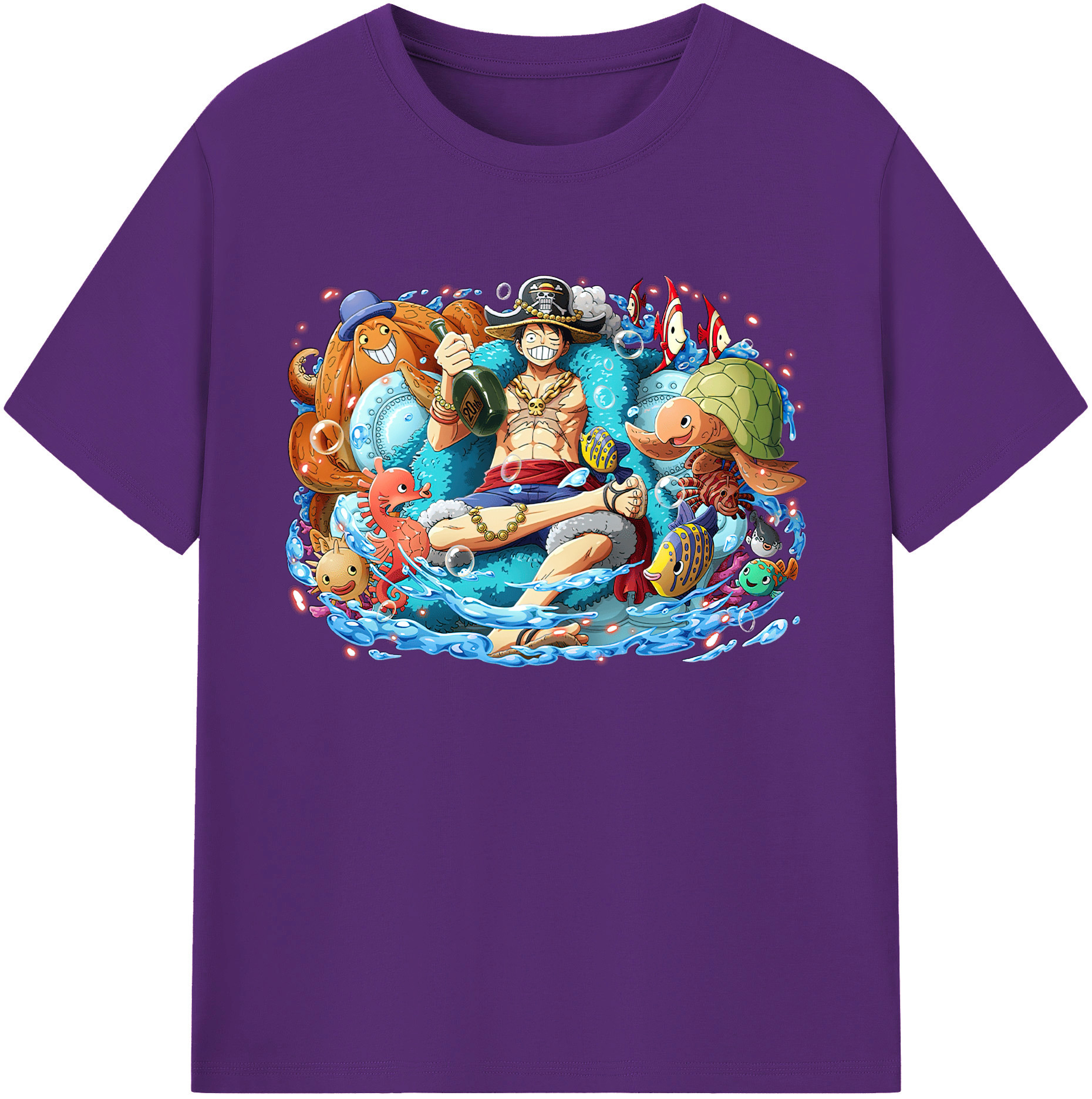 ワンピース モンキー・D・ルフィ ONE PIECE Monkey D. Luffy 綿100％ メンズ半袖Tシャツ｜肌触りやわらか＆通気性