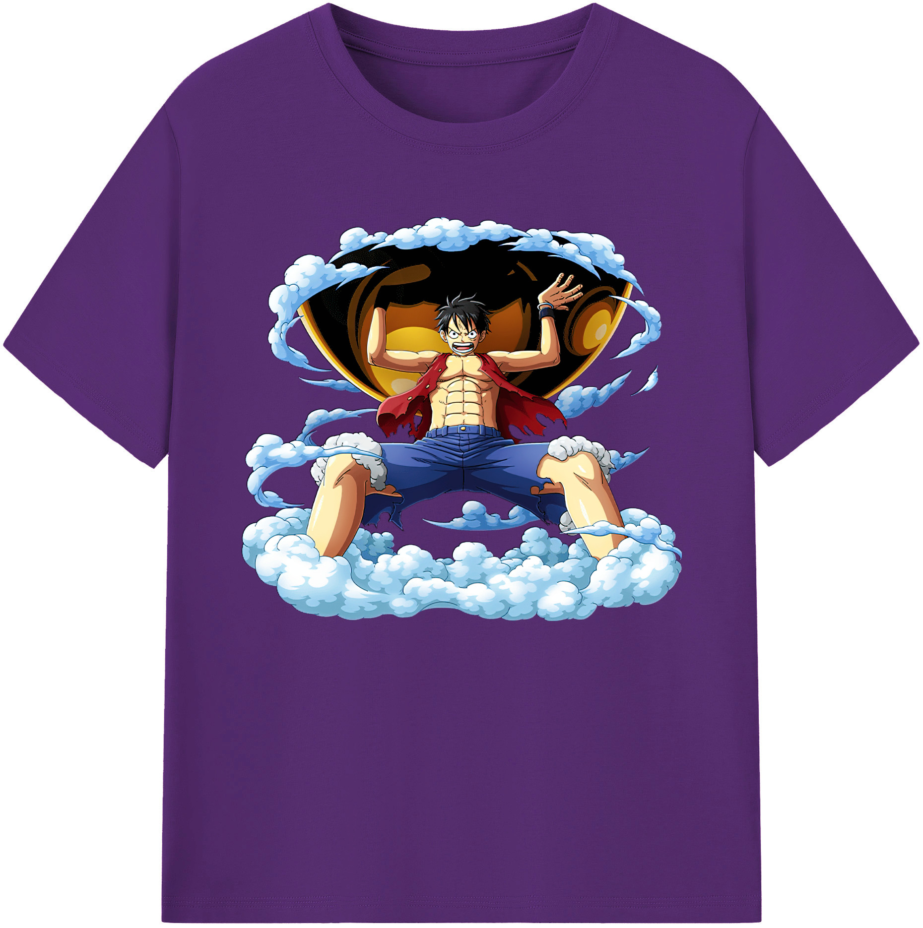 ワンピース モンキー・D・ルフィ ONE PIECE Monkey D. Luffy 綿100％ メンズ半袖Tシャツ｜肌触りやわらか＆通気性