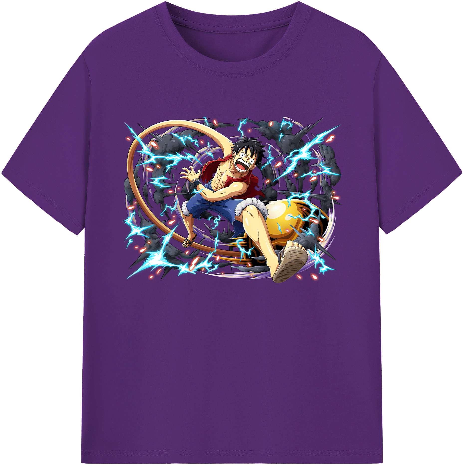 ワンピース モンキー・D・ルフィ ONE PIECE Monkey D. Luffy 綿100％ メンズ半袖Tシャツ｜肌触りやわらか＆通気性