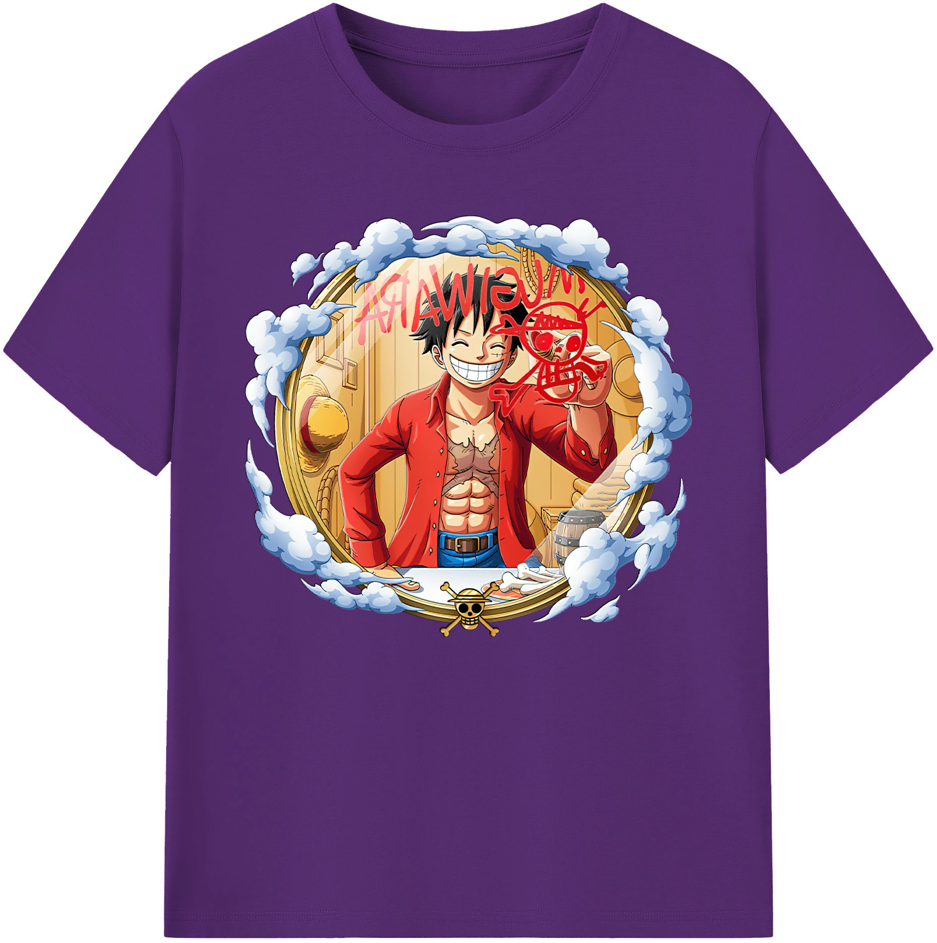 ワンピース モンキー・D・ルフィ ONE PIECE Monkey D. Luffy 綿100％ メンズ半袖Tシャツ｜肌触りやわらか＆通気性