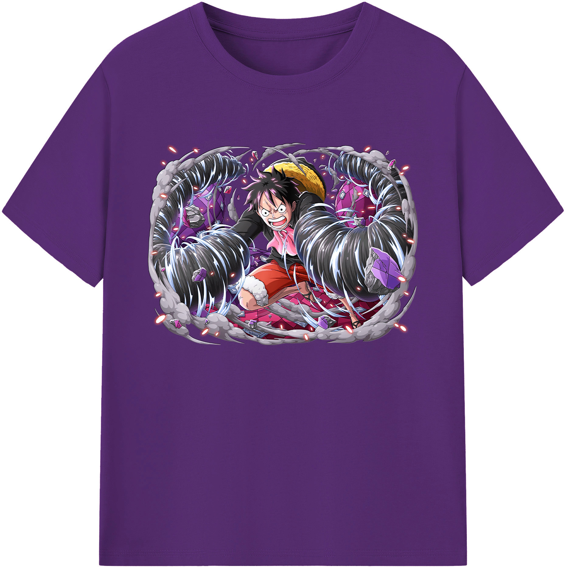 ワンピース モンキー・D・ルフィ ONE PIECE Monkey D. Luffy 綿100％ メンズ半袖Tシャツ｜肌触りやわらか＆通気性