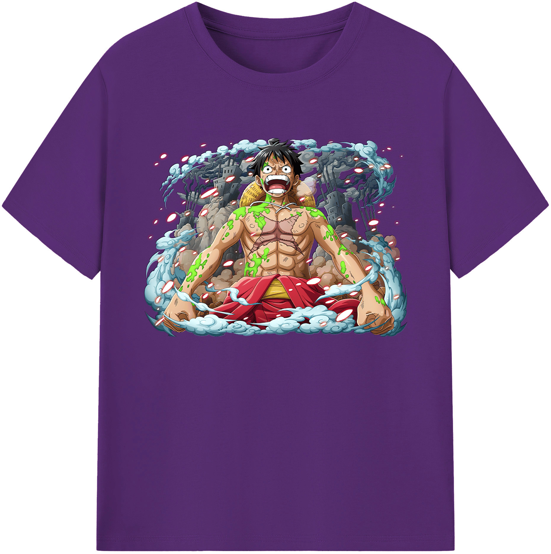 ワンピース モンキー・D・ルフィ ONE PIECE Monkey D. Luffy 綿100％ メンズ半袖Tシャツ｜肌触りやわらか＆通気性