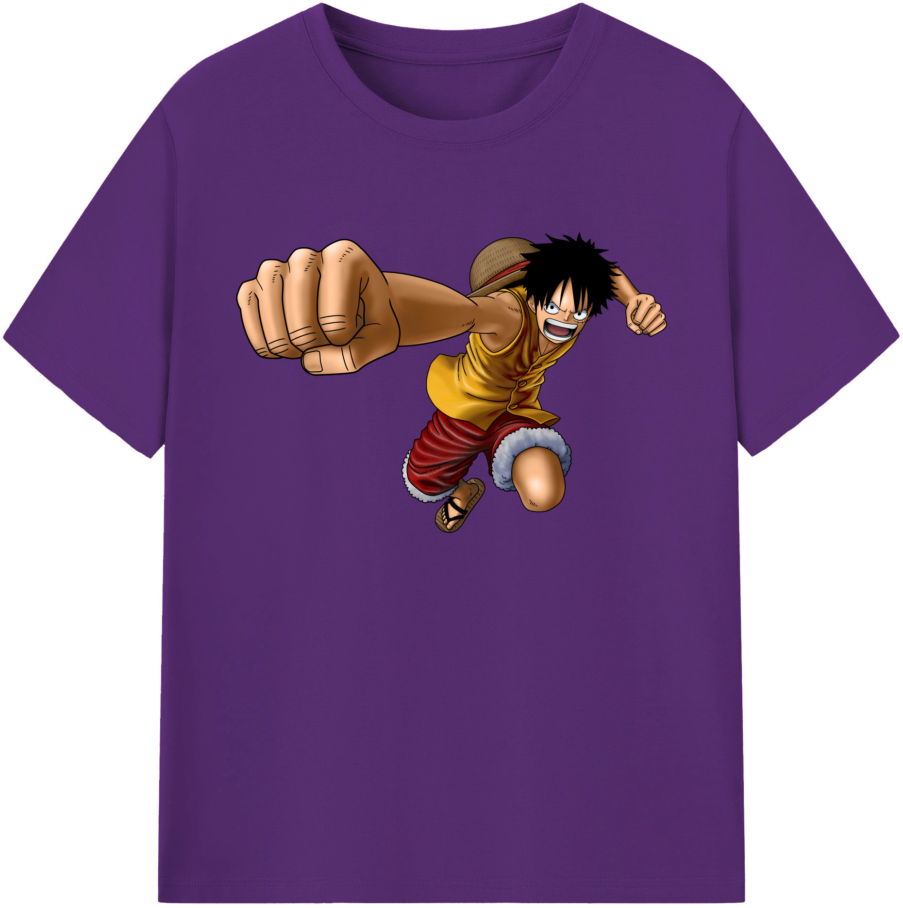 ワンピース モンキー・D・ルフィ ONE PIECE Monkey D. Luffy 綿100％ メンズ半袖Tシャツ｜肌触りやわらか＆通気性