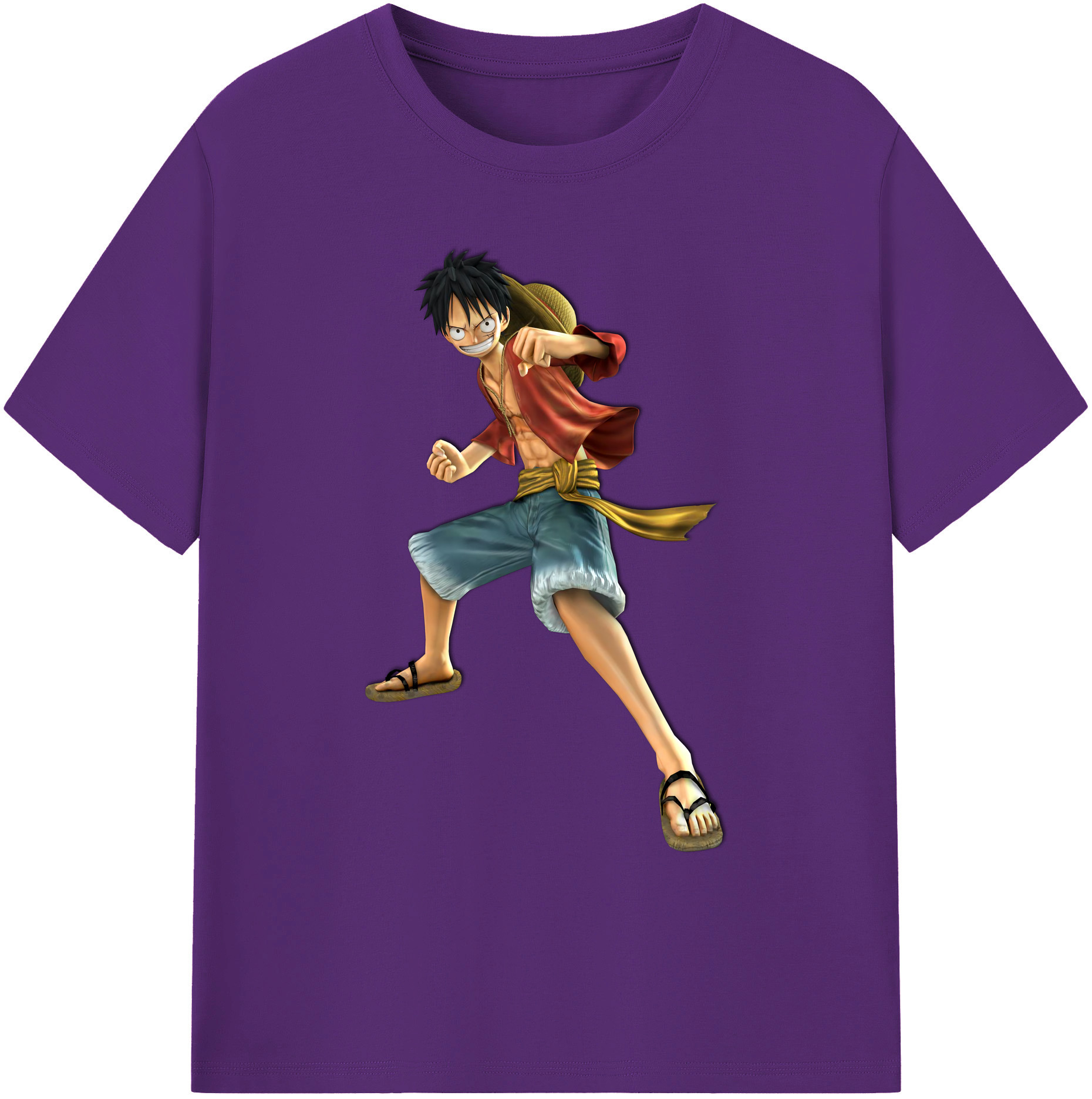 ワンピース モンキー・D・ルフィ ONE PIECE Monkey D. Luffy 綿100％ メンズ半袖Tシャツ｜肌触りやわらか＆通気性