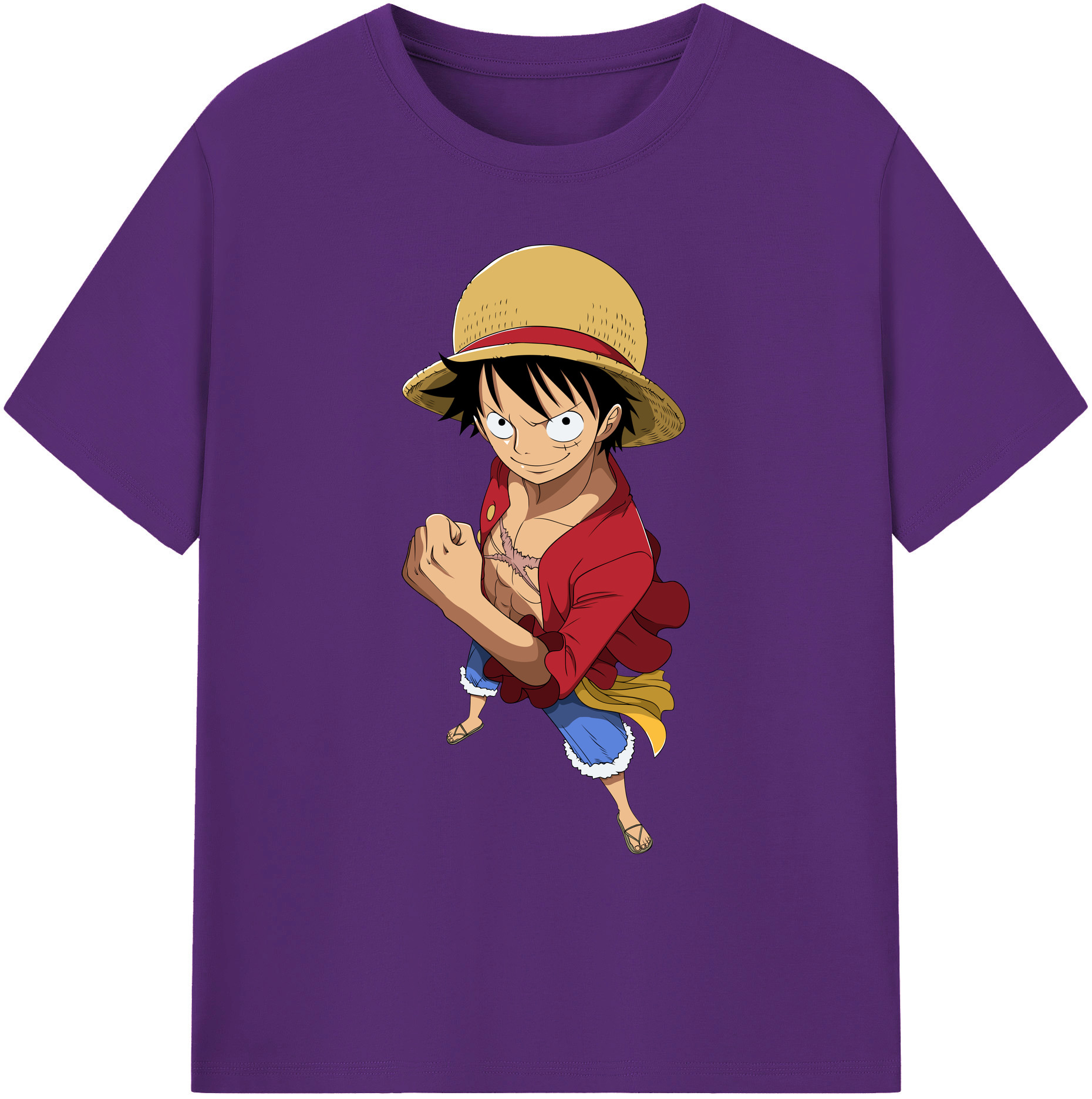 ワンピース モンキー・D・ルフィ ONE PIECE Monkey D. Luffy 綿100％ メンズ半袖Tシャツ｜肌触りやわらか＆通気性