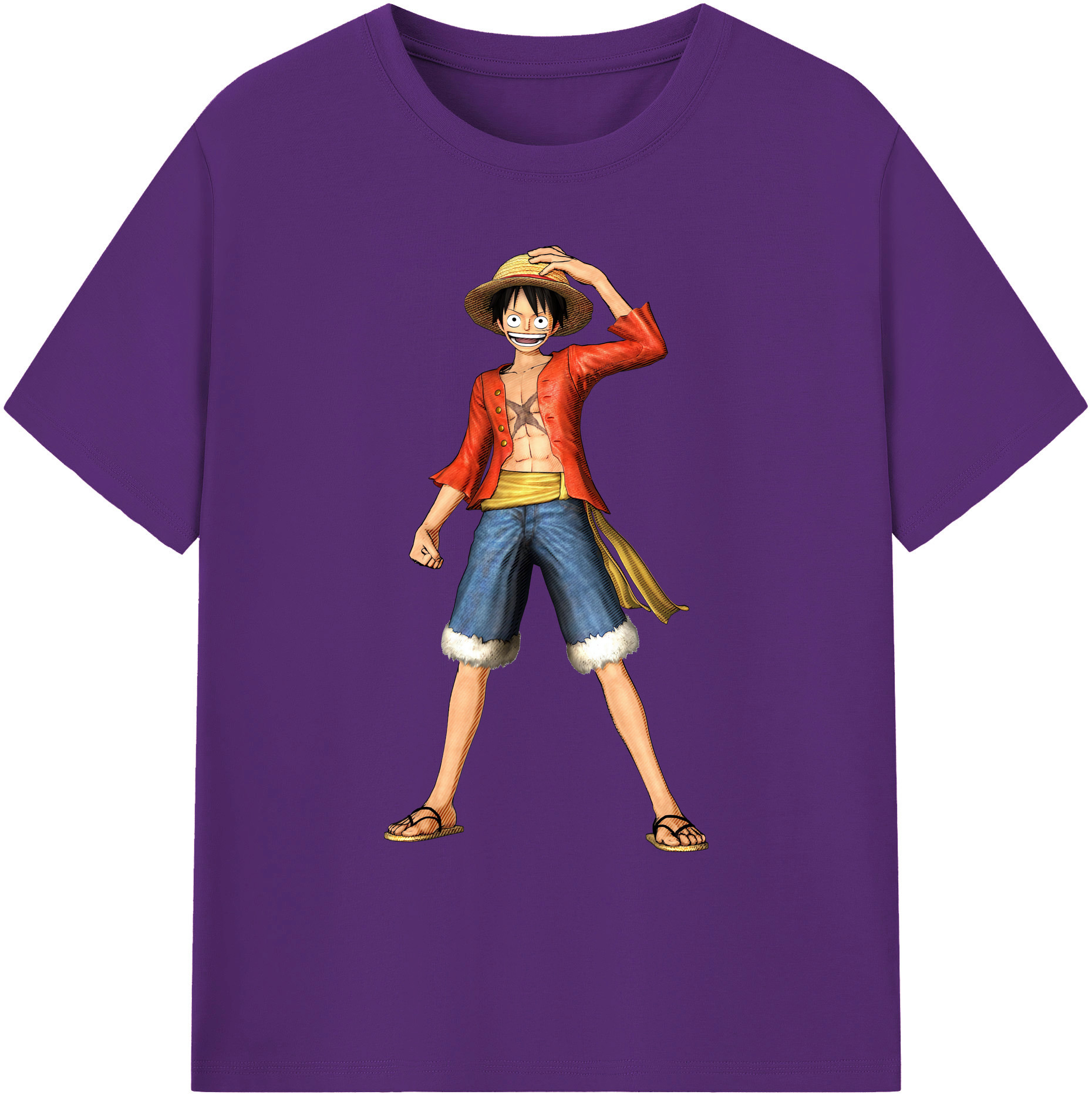 ワンピース モンキー・D・ルフィ ONE PIECE Monkey D. Luffy 綿100％ メンズ半袖Tシャツ｜肌触りやわらか＆通気性