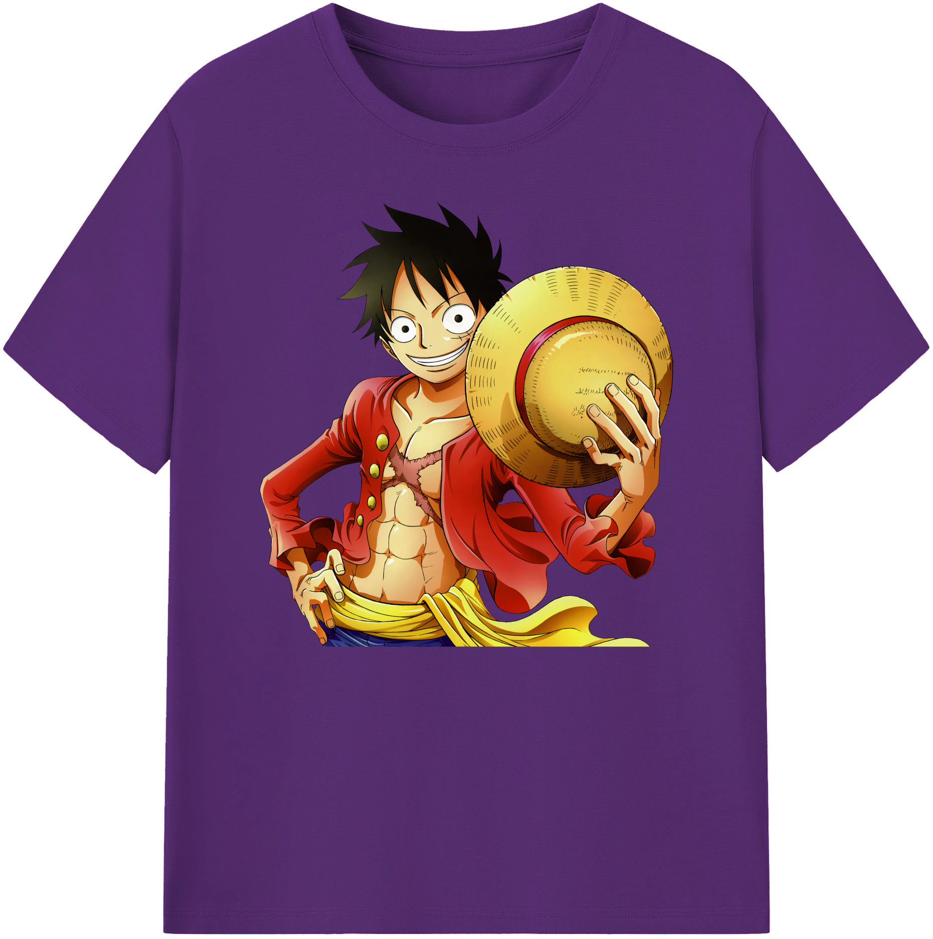 ワンピース モンキー・D・ルフィ ONE PIECE Monkey D. Luffy 綿100％ メンズ半袖Tシャツ｜肌触りやわらか＆通気性