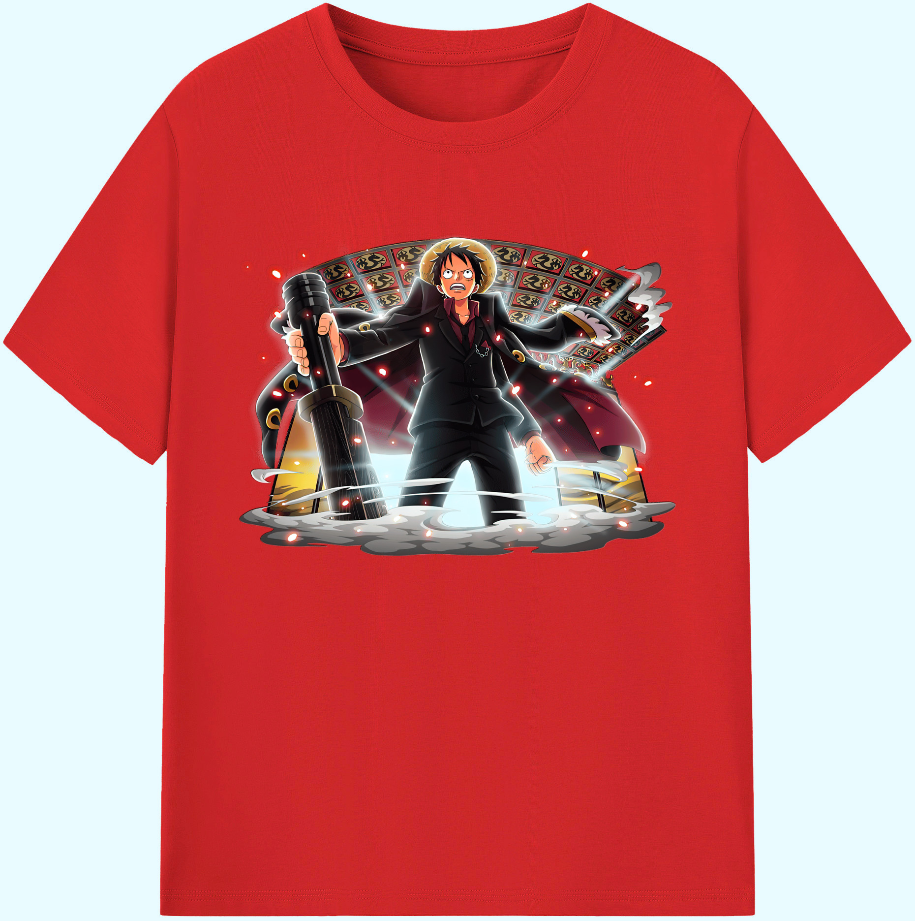 ワンピース モンキー・D・ルフィ ONE PIECE Monkey D. Luffy 綿100％ メンズ半袖Tシャツ｜肌触りやわらか＆通気性