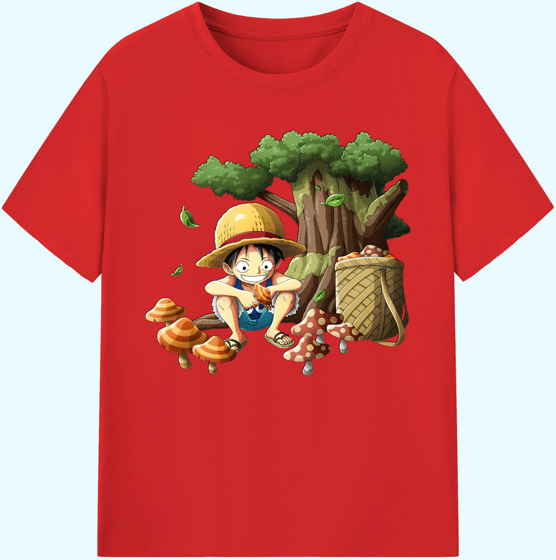 ワンピース モンキー・D・ルフィ ONE PIECE Monkey D. Luffy 綿100％ メンズ半袖Tシャツ｜肌触りやわらか＆通気性