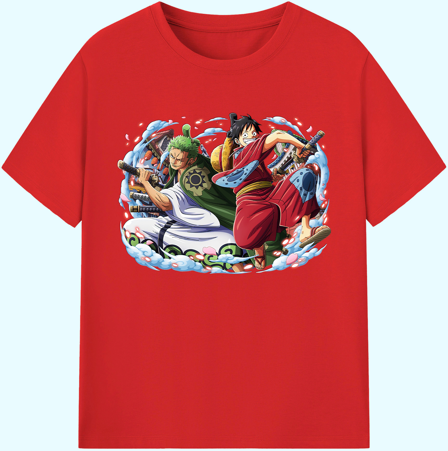ワンピース モンキー・D・ルフィ ONE PIECE Monkey D. Luffy 綿100％ メンズ半袖Tシャツ｜肌触りやわらか＆通気性