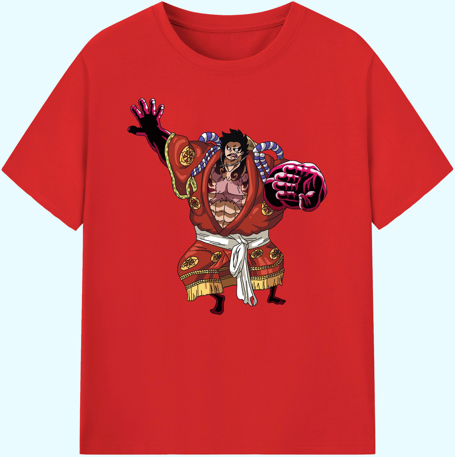 ワンピース モンキー・D・ルフィ ONE PIECE Monkey D. Luffy 綿100％ メンズ半袖Tシャツ｜肌触りやわらか＆通気性