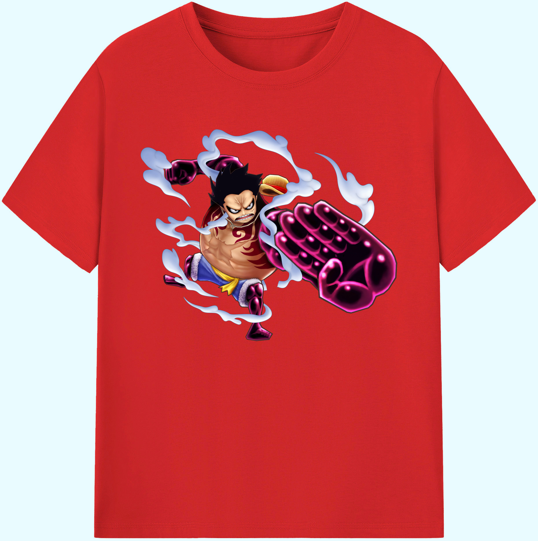 ワンピース モンキー・D・ルフィ ONE PIECE Monkey D. Luffy 綿100％ メンズ半袖Tシャツ｜肌触りやわらか＆通気性