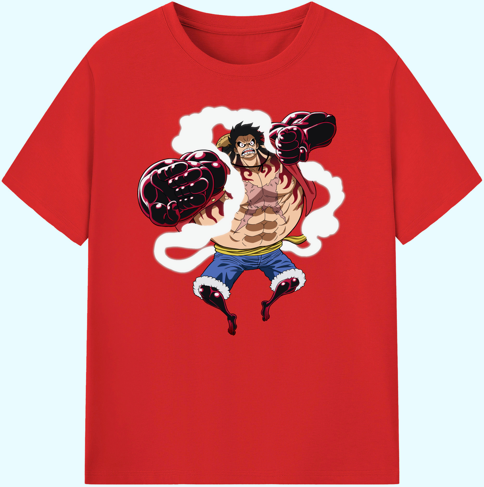 ワンピース モンキー・D・ルフィ ONE PIECE Monkey D. Luffy 綿100％ メンズ半袖Tシャツ｜肌触りやわらか＆通気性