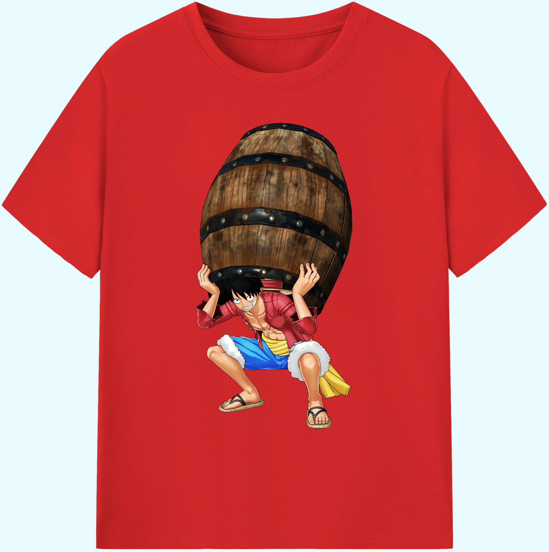 ワンピース モンキー・D・ルフィ ONE PIECE Monkey D. Luffy 綿100％ メンズ半袖Tシャツ｜肌触りやわらか＆通気性