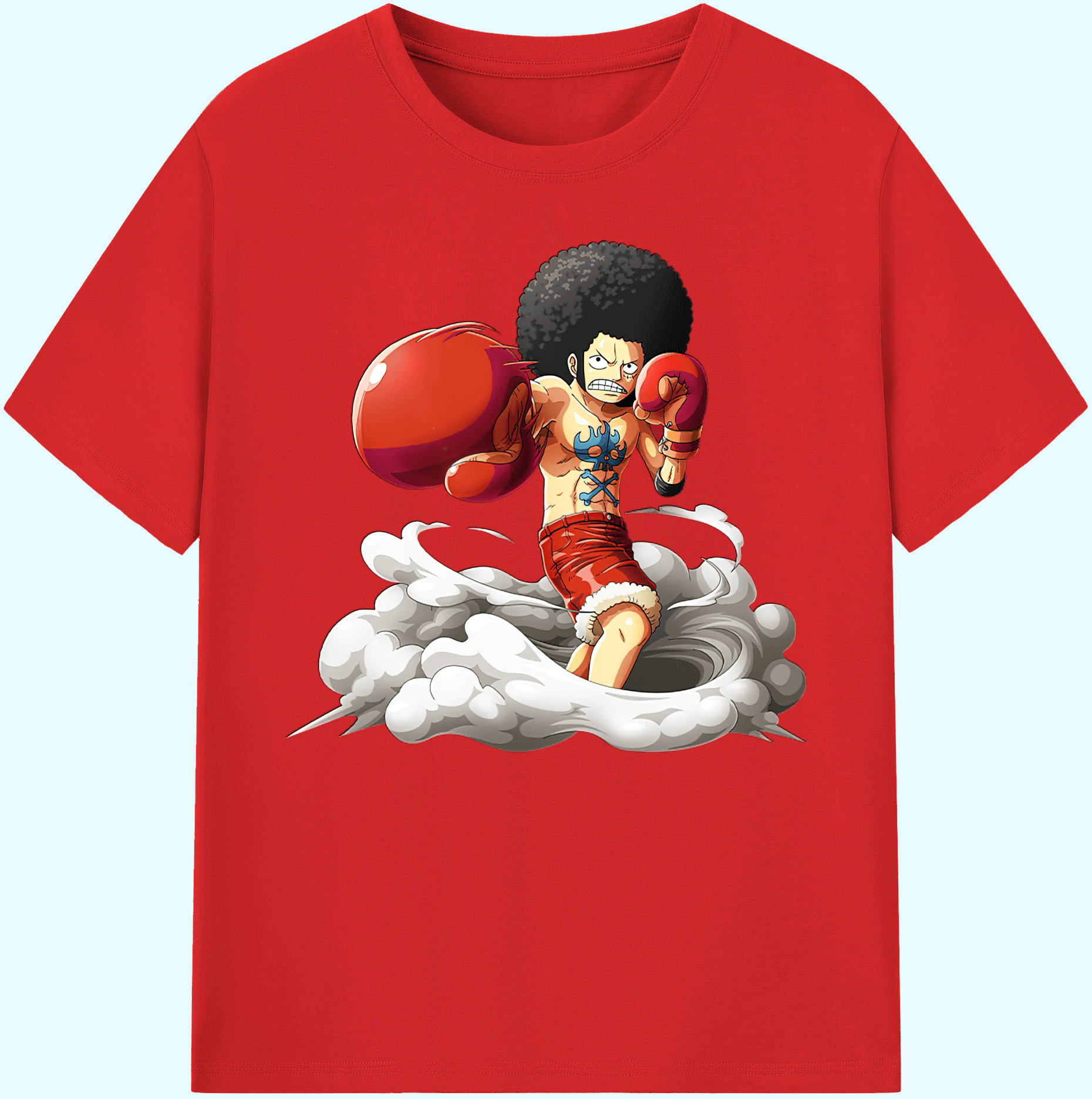 ワンピース モンキー・D・ルフィ ONE PIECE Monkey D. Luffy 綿100％ メンズ半袖Tシャツ｜肌触りやわらか＆通気性