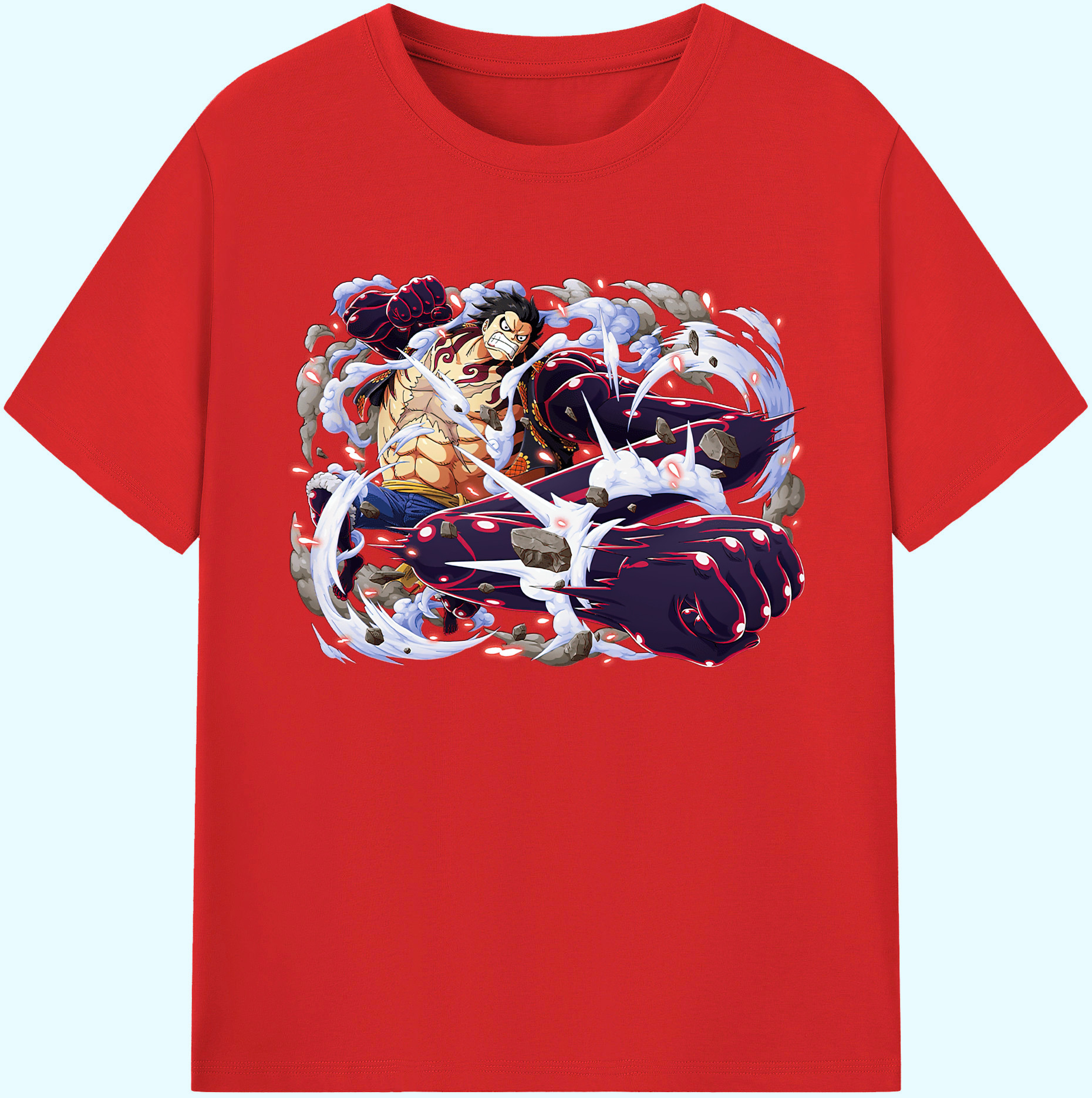 ワンピース モンキー・D・ルフィ ONE PIECE Monkey D. Luffy 綿100％ メンズ半袖Tシャツ｜肌触りやわらか＆通気性