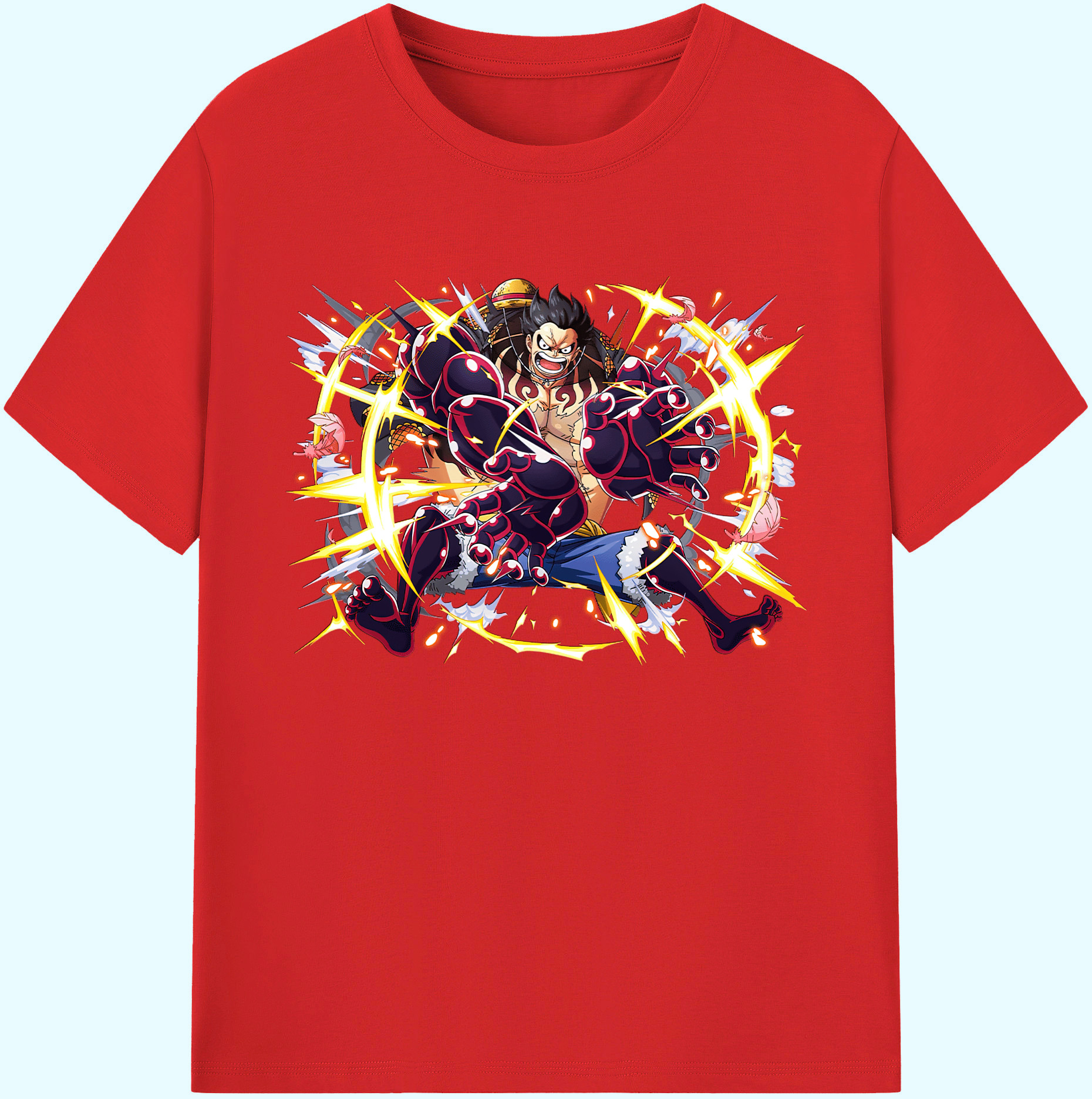 ワンピース モンキー・D・ルフィ ONE PIECE Monkey D. Luffy 綿100％ メンズ半袖Tシャツ｜肌触りやわらか＆通気性